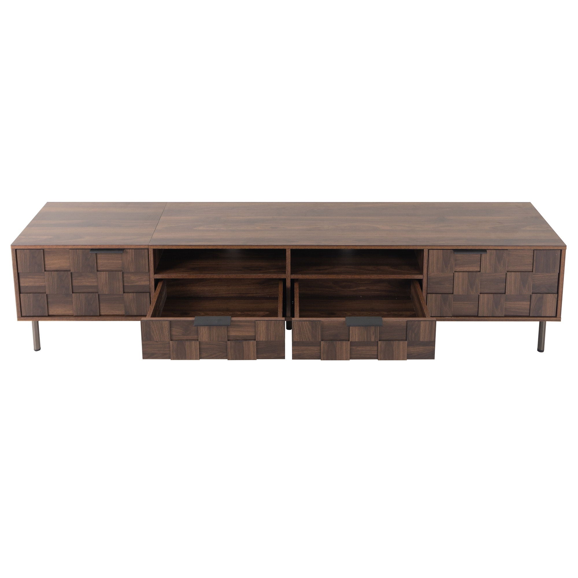 Mid Century TV Stand With 2 Drawers, Media Console Table For Tvs Up To 85'', Entertainment Center With Storage For Living Room - Dark Brown