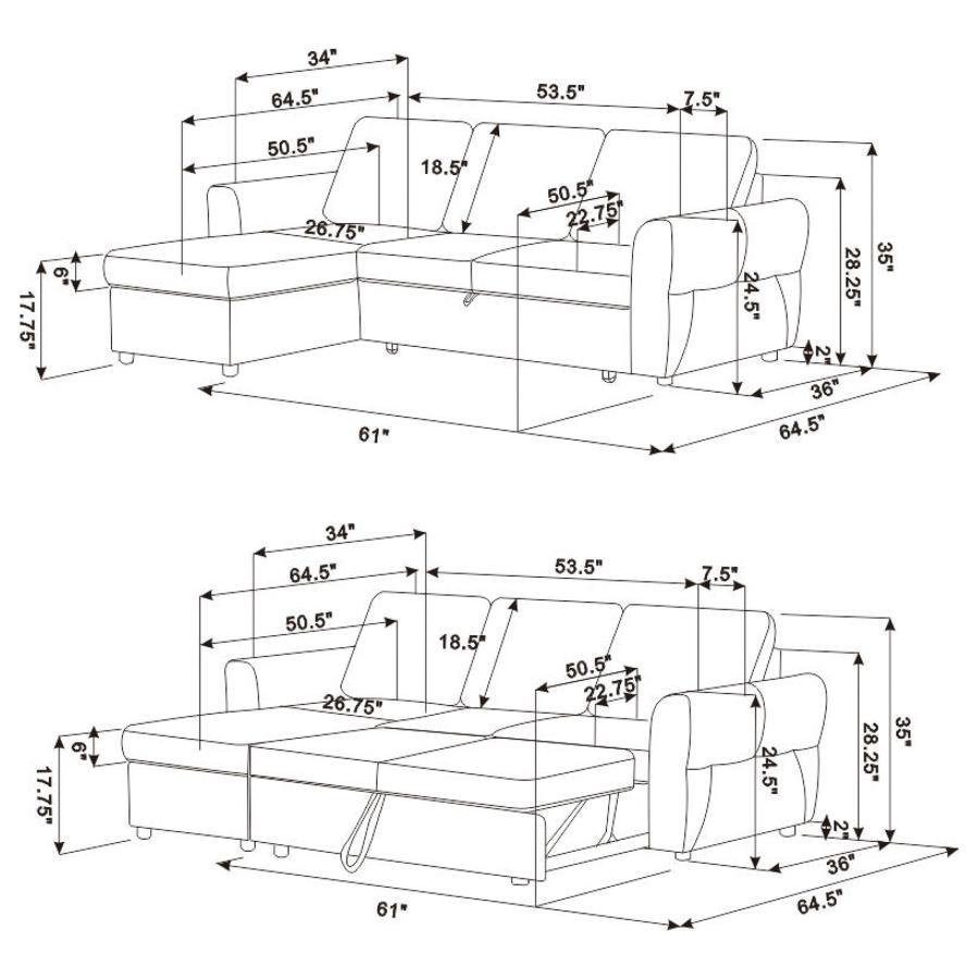 Samantha - Upholstered Storage Sleeper Sectional Sofa