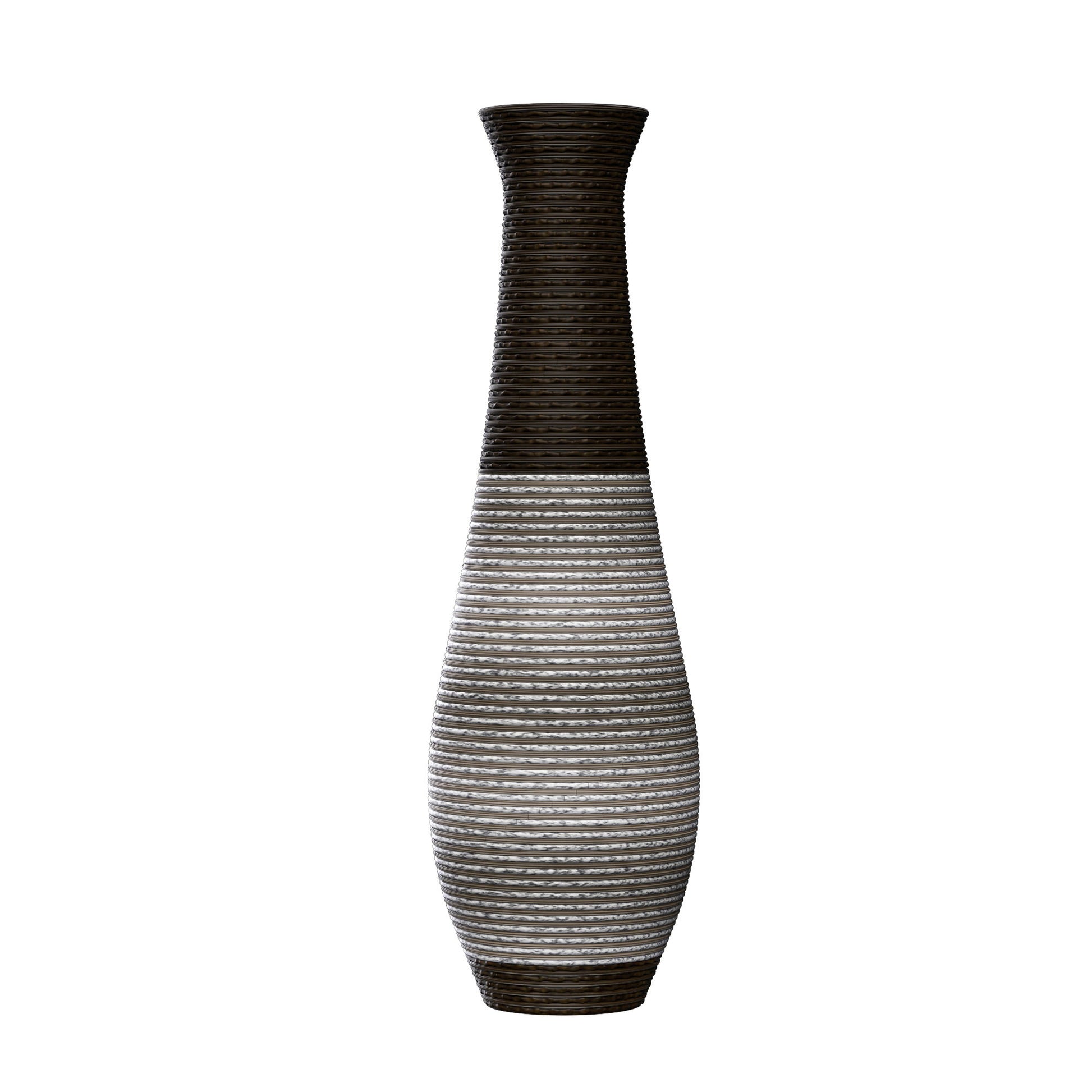 Tall Standing Designer Floor Vase Durable Artificial Rattan Elegant 2 Tone Finish Ideal Decor Accent For Living Room, Bedroom, Entryway Stylish Home Decor Statement Piece - Black / Gray - Best Buy Furniture