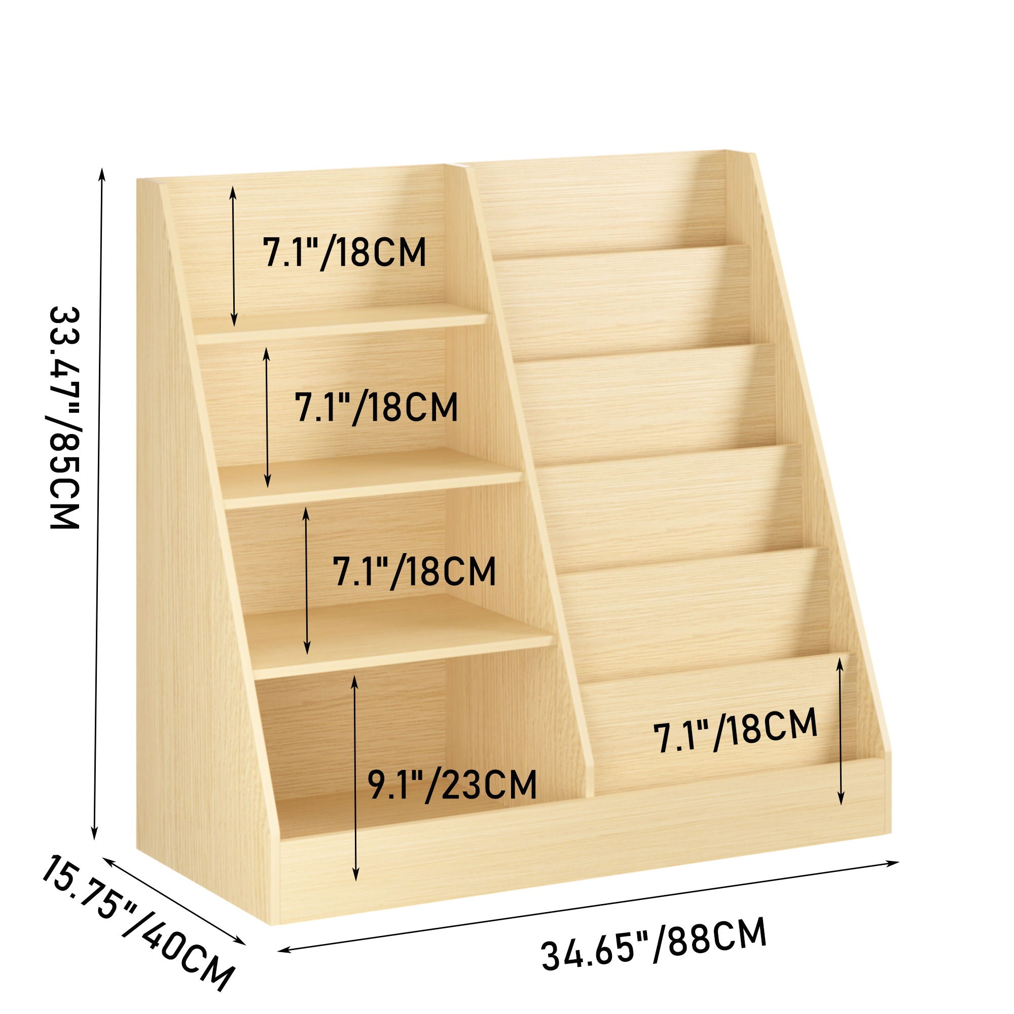 Bookshelf And Toy Storage Organizer, 4 Tier Bookcase With Display Stand For Playroom