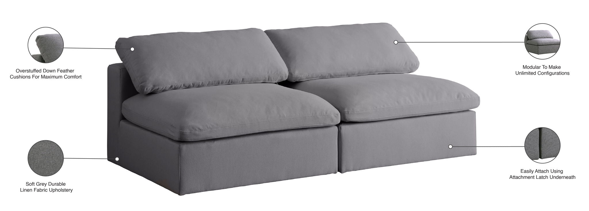 Serene - Modular Armless 2 Seat Sofa