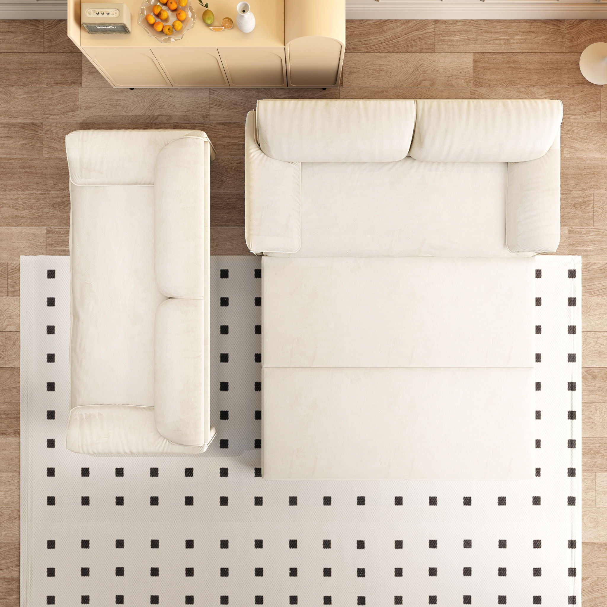 Queen Pull Out Sofa Bed, 3 In 1 Convertible Sleeper Sofa With Side Storage For Living Room - Beige