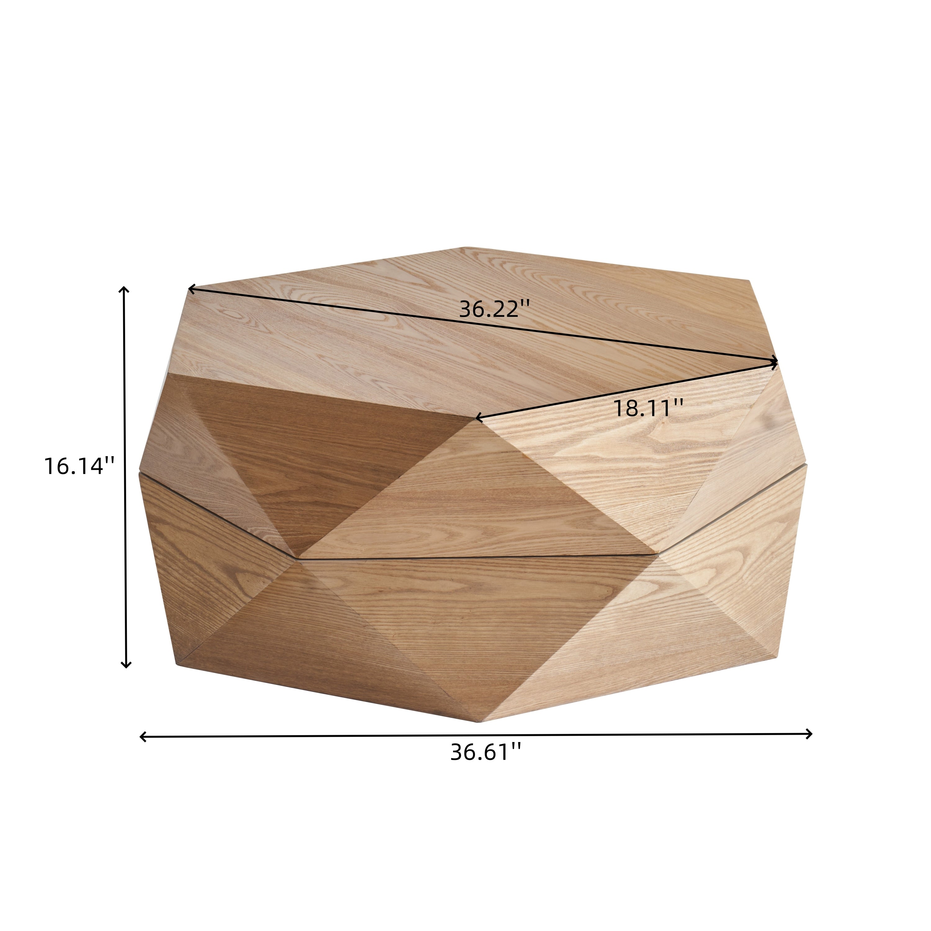 36.61'' Retro Style Polygon Flip Top Coffee Table