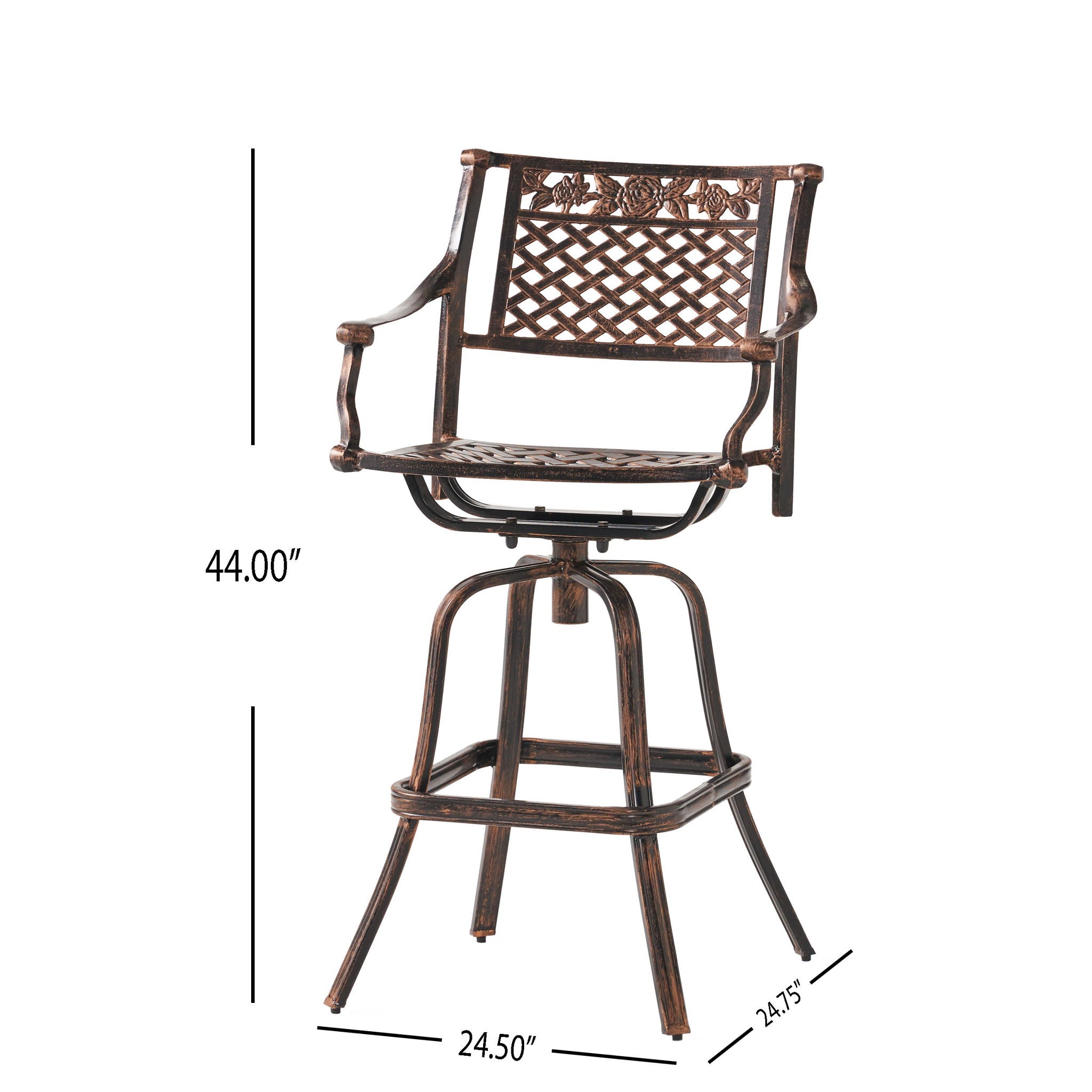 Cast Aluminum Swivel Bar Stool With Footrest - Copper