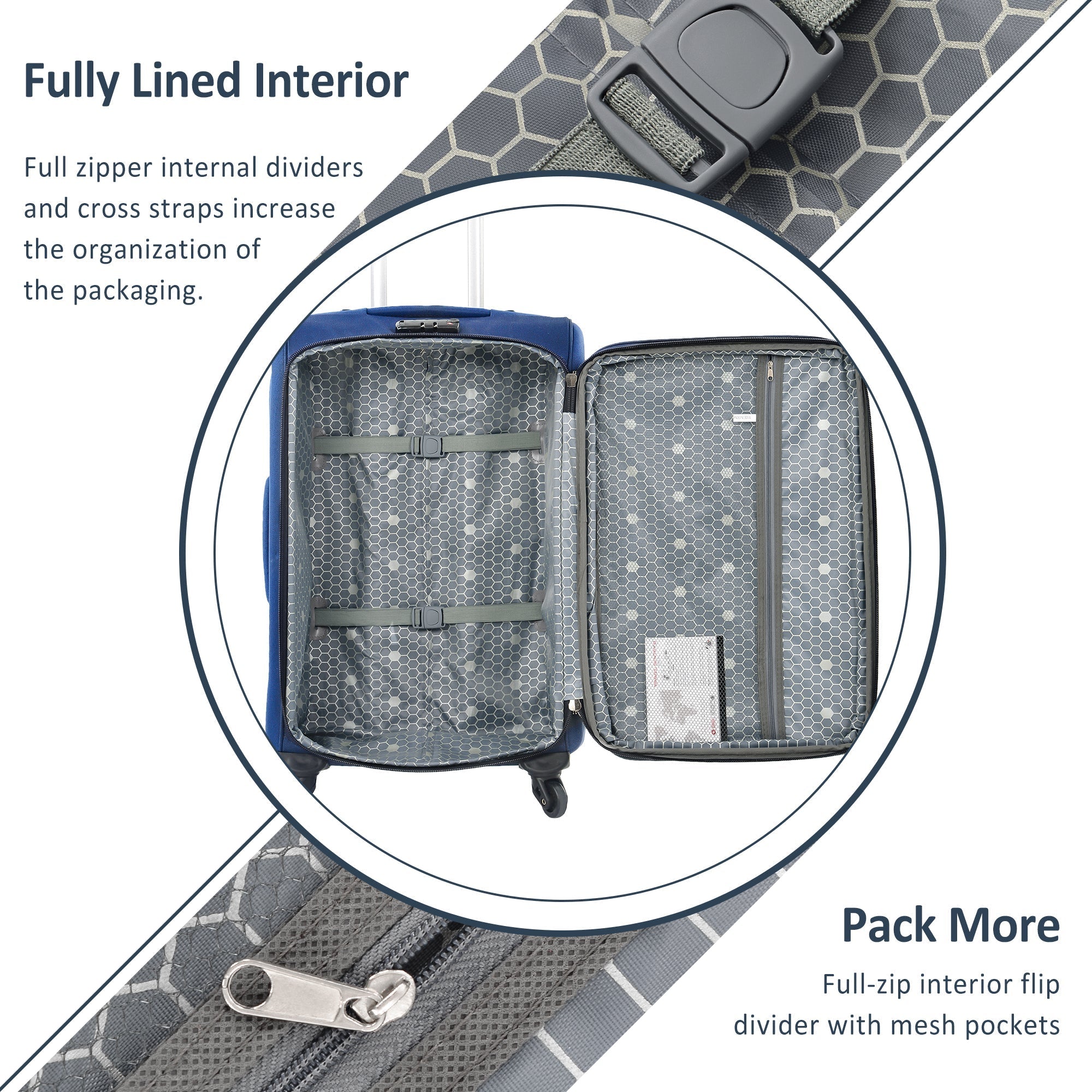 Softside expandable 3-piece luggage set with spinner wheels
