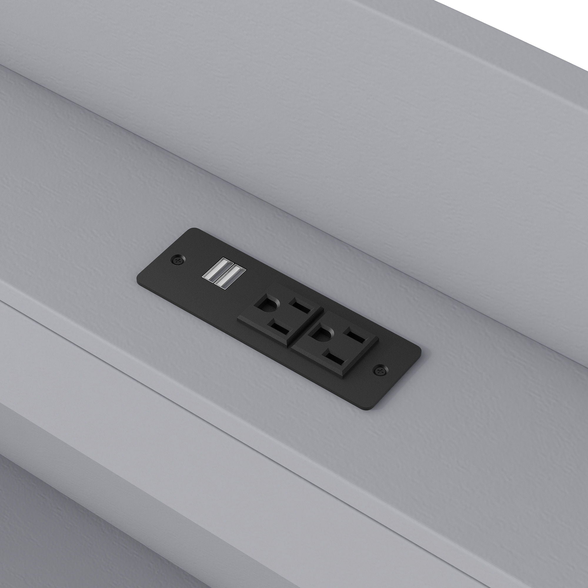 Platform Bed With LED Headboard, Charging Station, Trundle And 2 Drawers