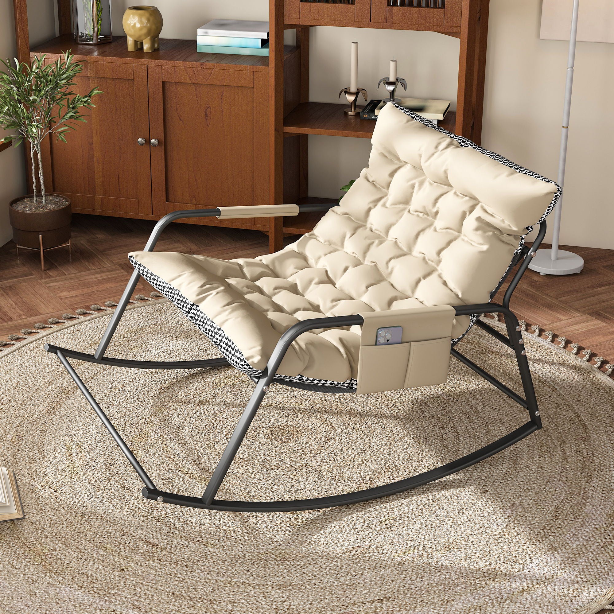 Rocking Chair With Storage, Cushions & Armrests