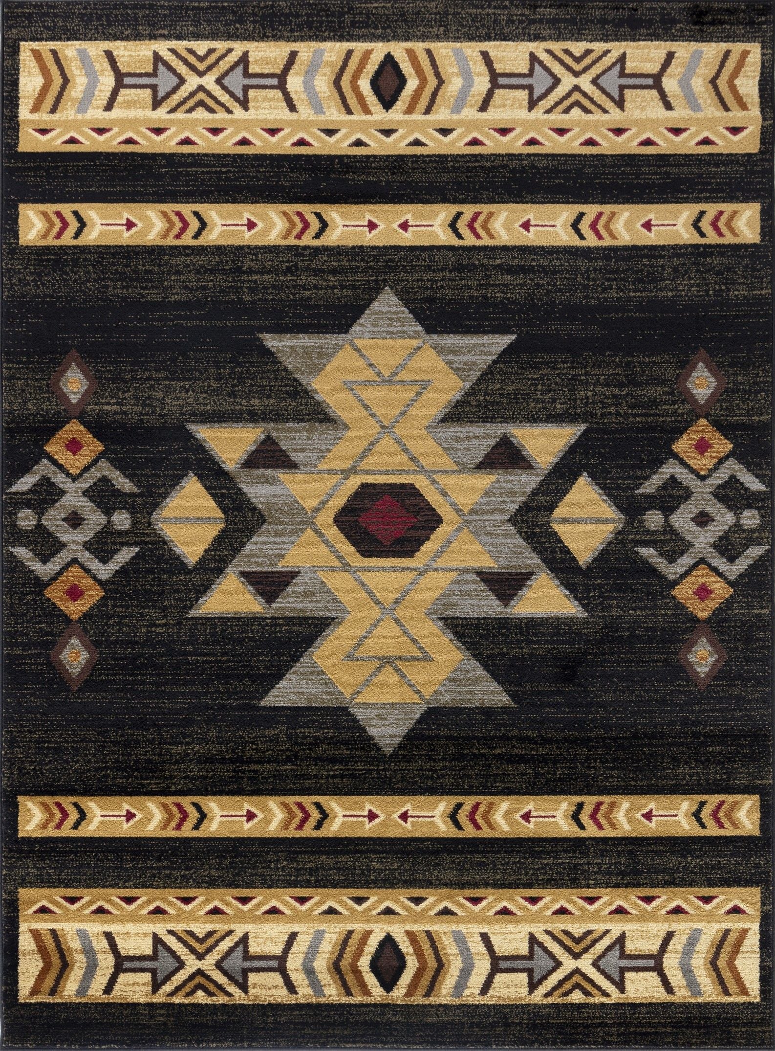 Tribes - 5'3" X 7'3" Southwest Area Rug - Black - Best Buy Furniture