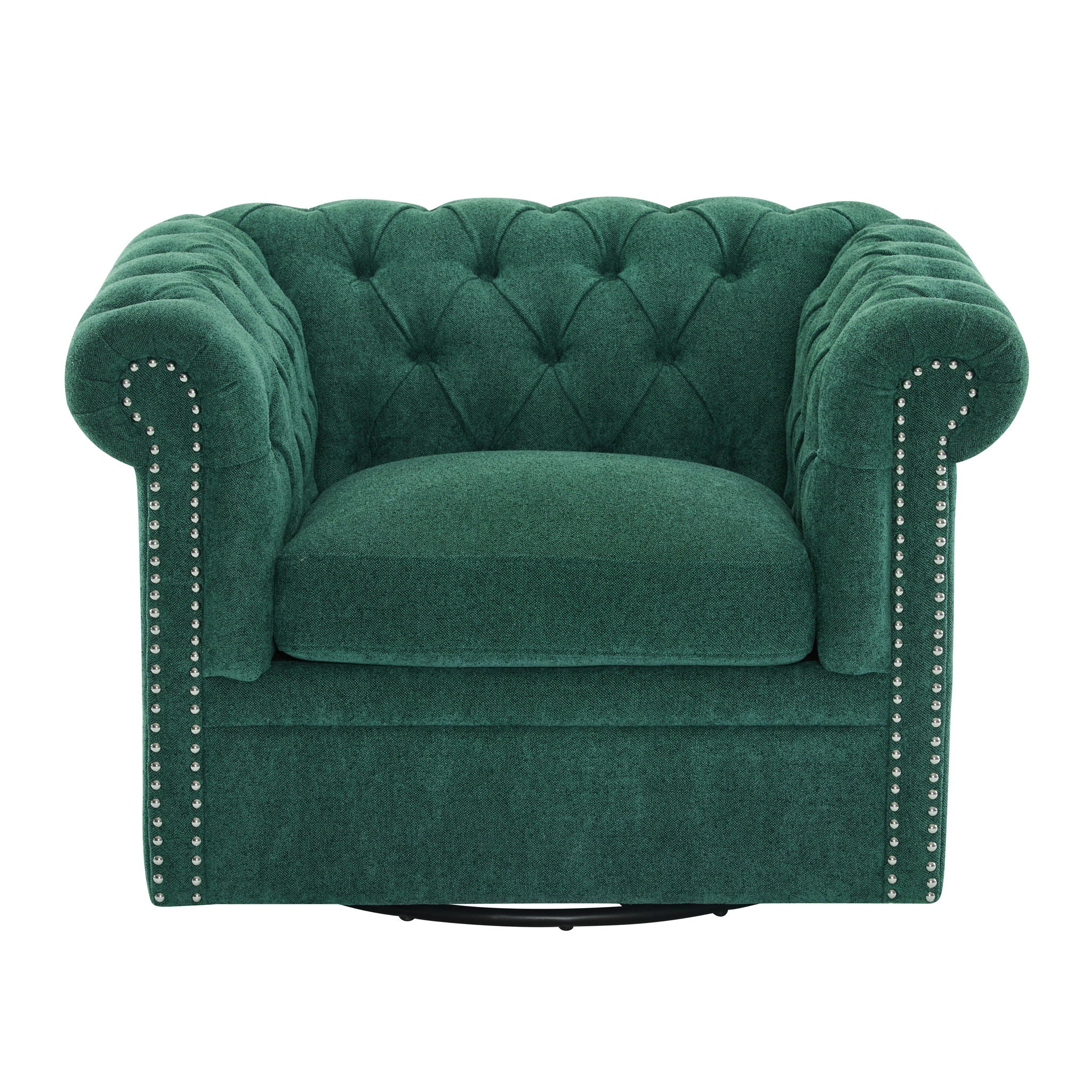 Chesterfield Style Swivel Club Chair With Button Tufted