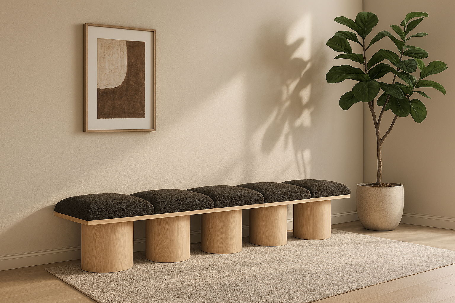 Pavilion - 5 Piece Modular Bench With Natural Base