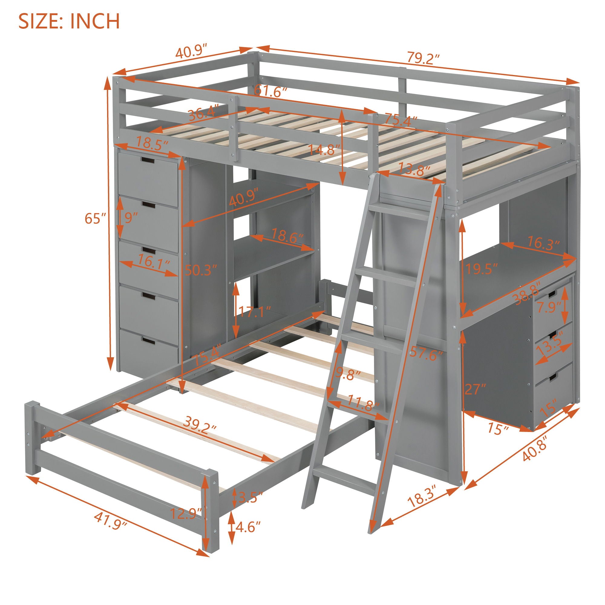 Bunk Bed With LED Light And USB Ports
