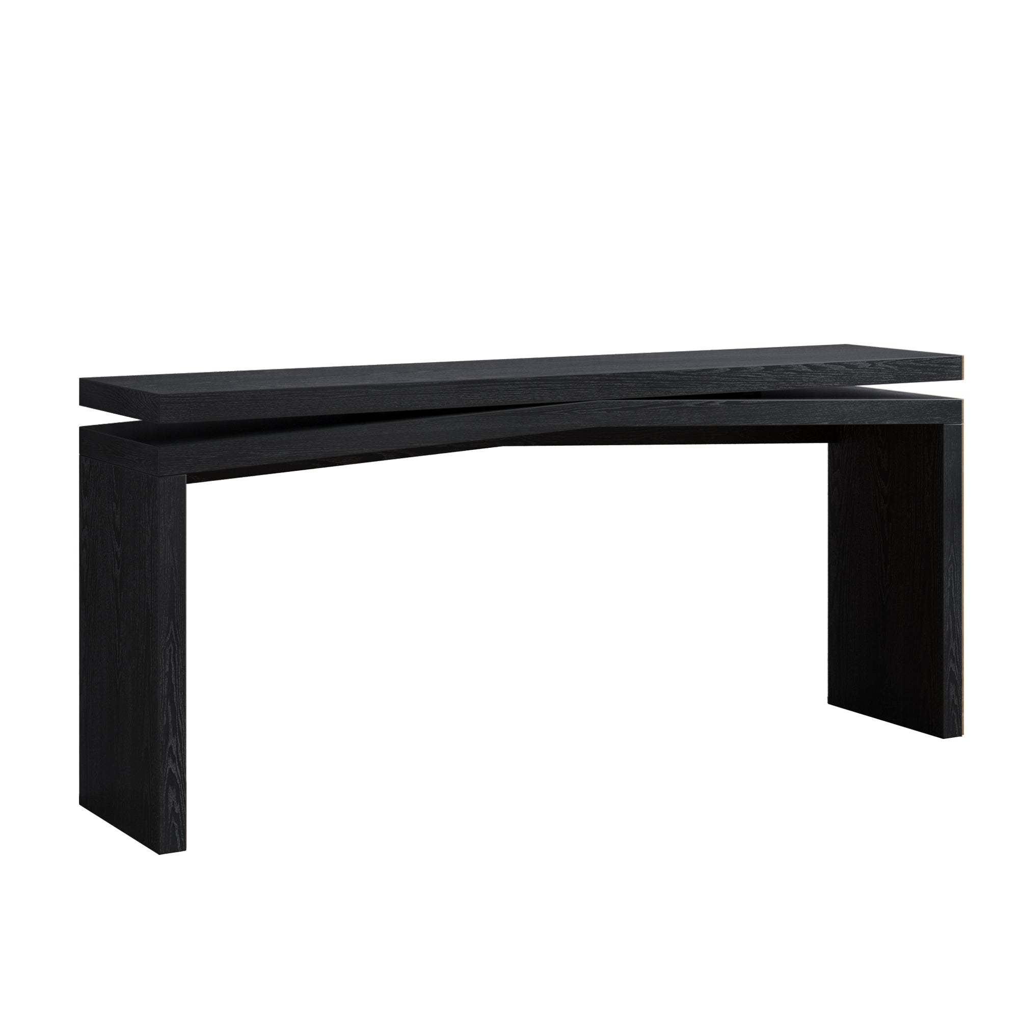 65-Inch Rustic Solid Wood Veneer Console Table