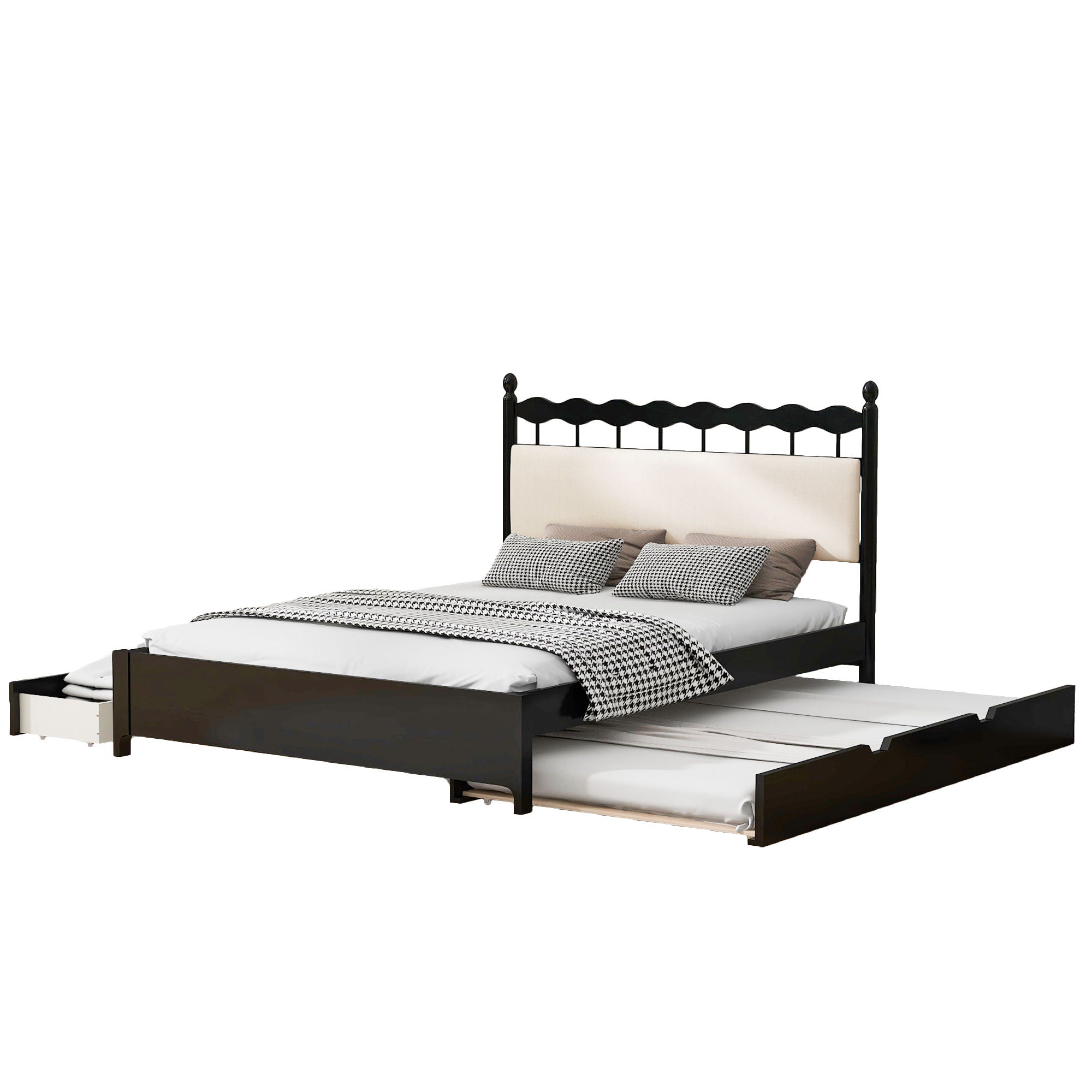 Storage Platform Bed With 2 Big Drawers & Trundle