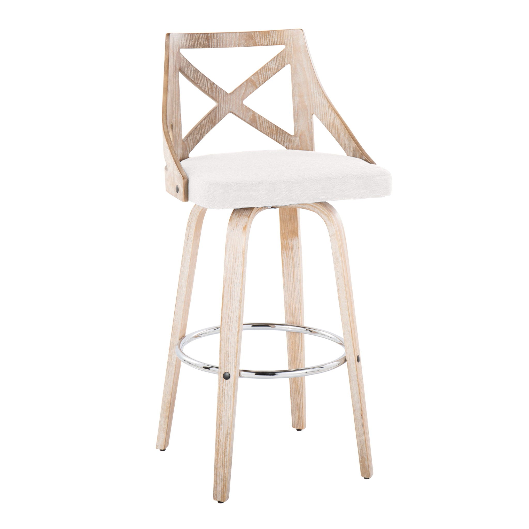 Charlotte - Farmhouse Fixed Height Bar Stool With Swivel And Round Footrest (Set of 2)