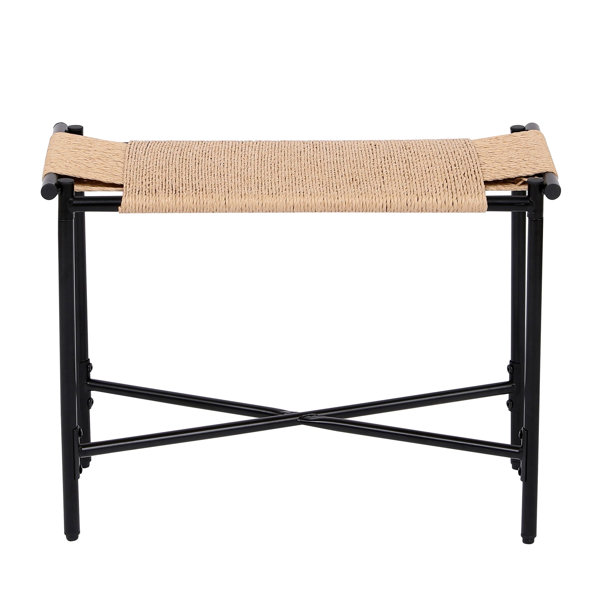 Handwoven Paper Rope Foot Rest Shoes Stools Ottomans For Entryway