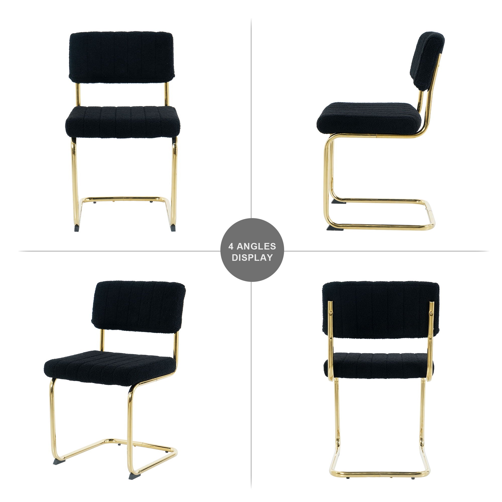 Modern Light Luxury Dining Chair With Metal Legs And Bow Design