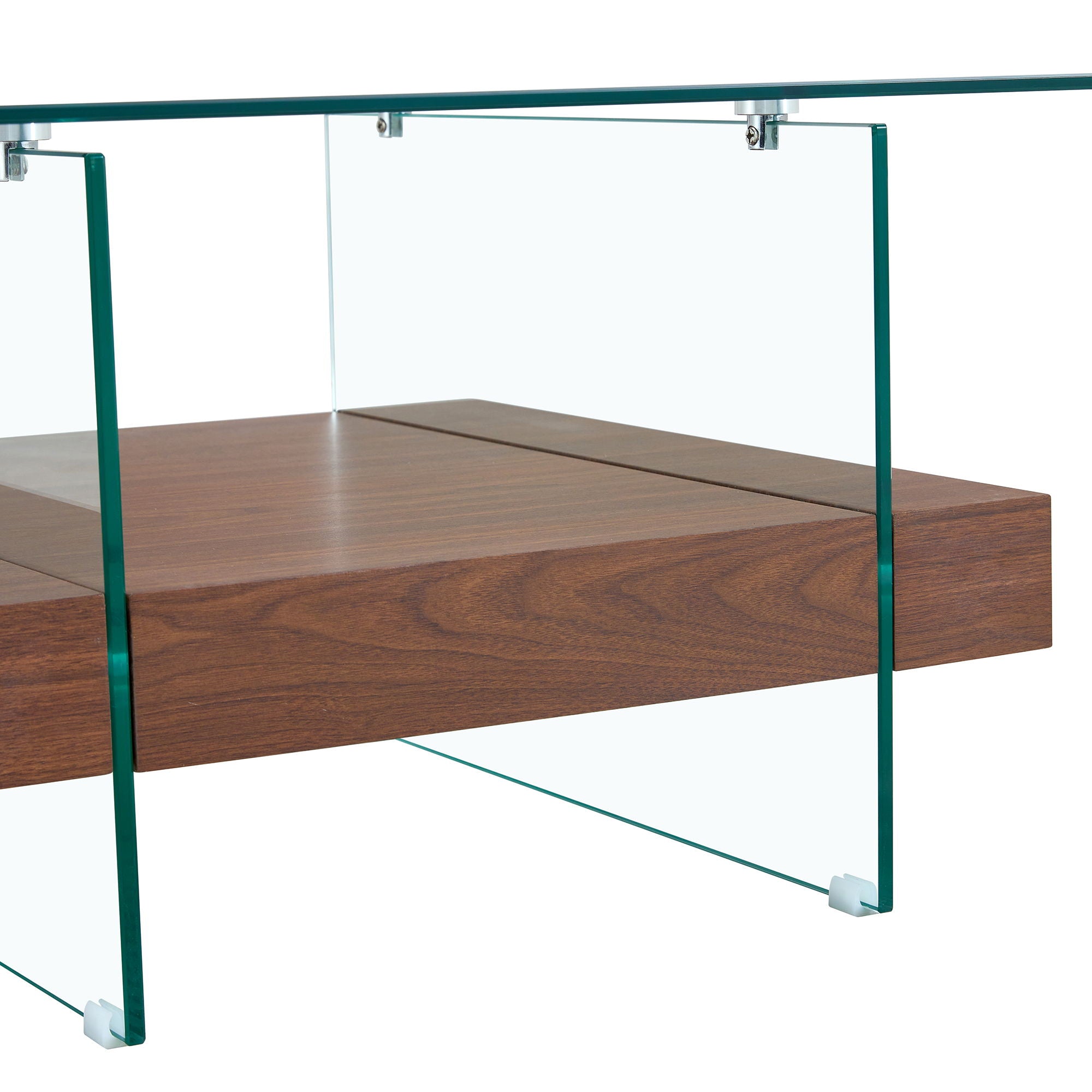Modern 2 Tier Square Coffee Table, Elegant Marble Pattern