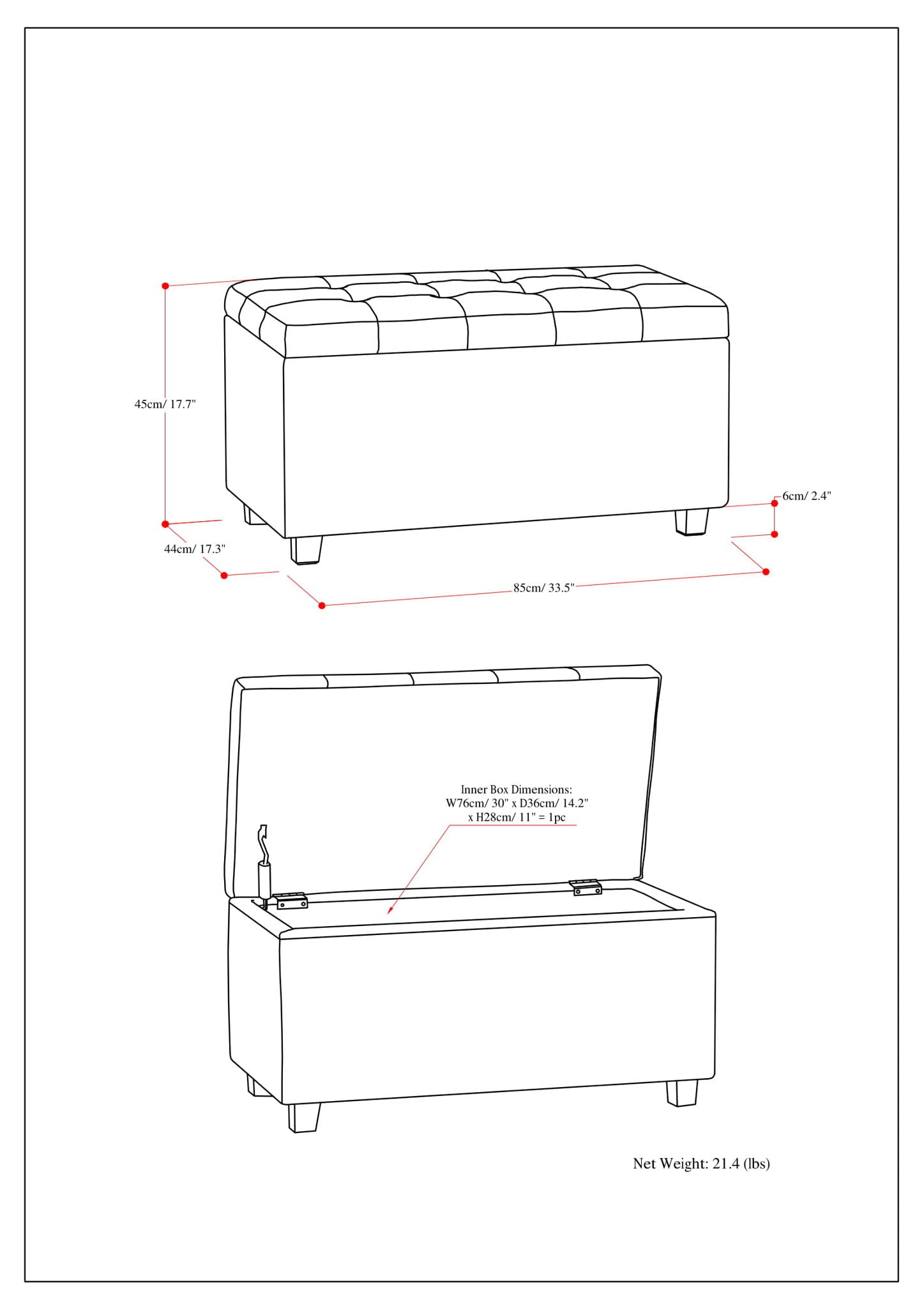 Cosmopolitan - Upholstered Storage Ottoman
