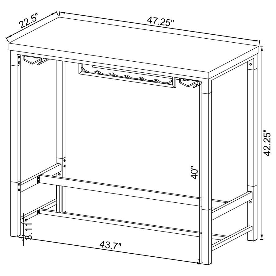 Norcrest - Acrylic Leg Bar Table - White High Gloss