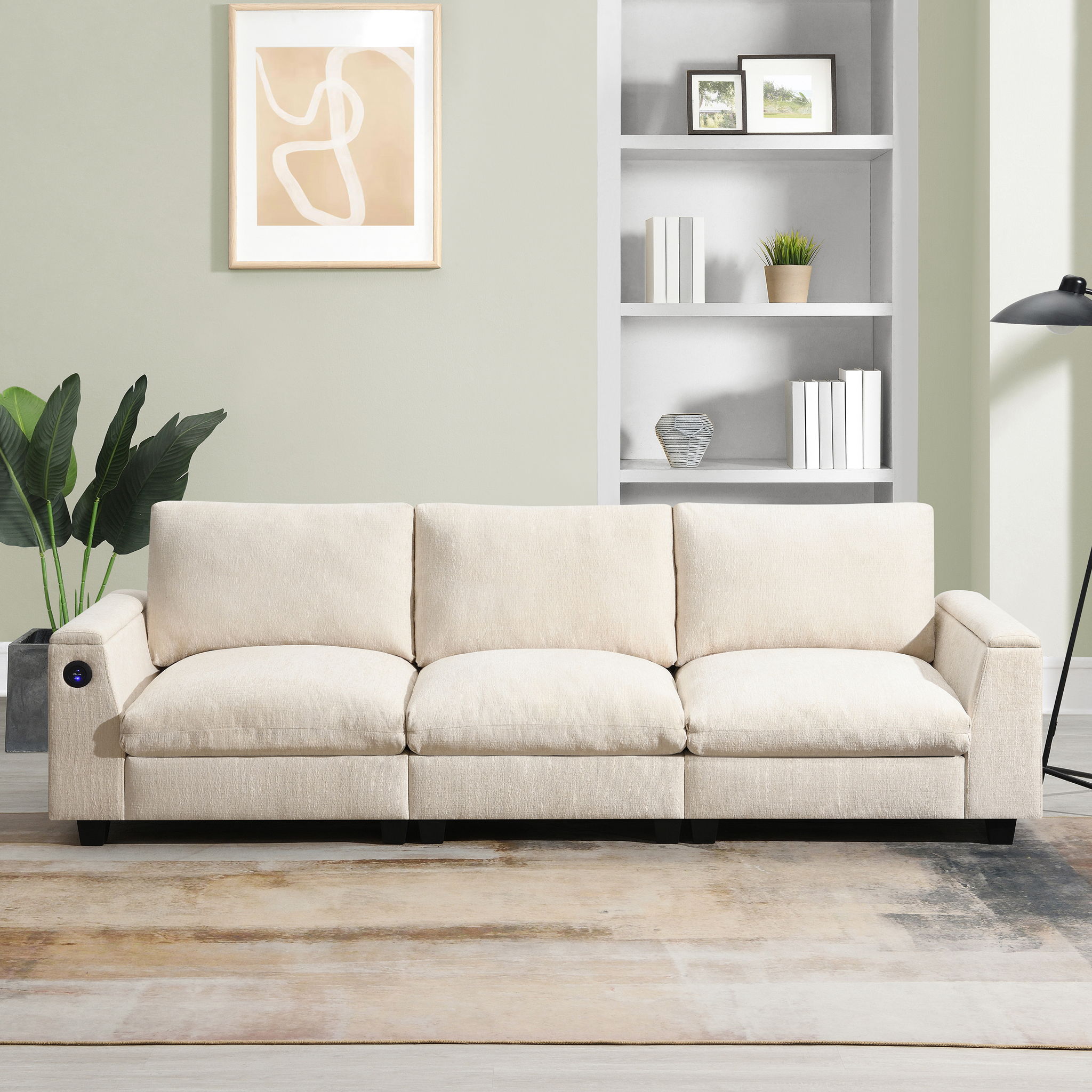 Sectional With Bluetooth Speaker Comfy Cloud Couch Set With Drop Down Table Cup Holders, USB Charger Storage Armrest Wide Seat Sofa - Best Buy Furniture