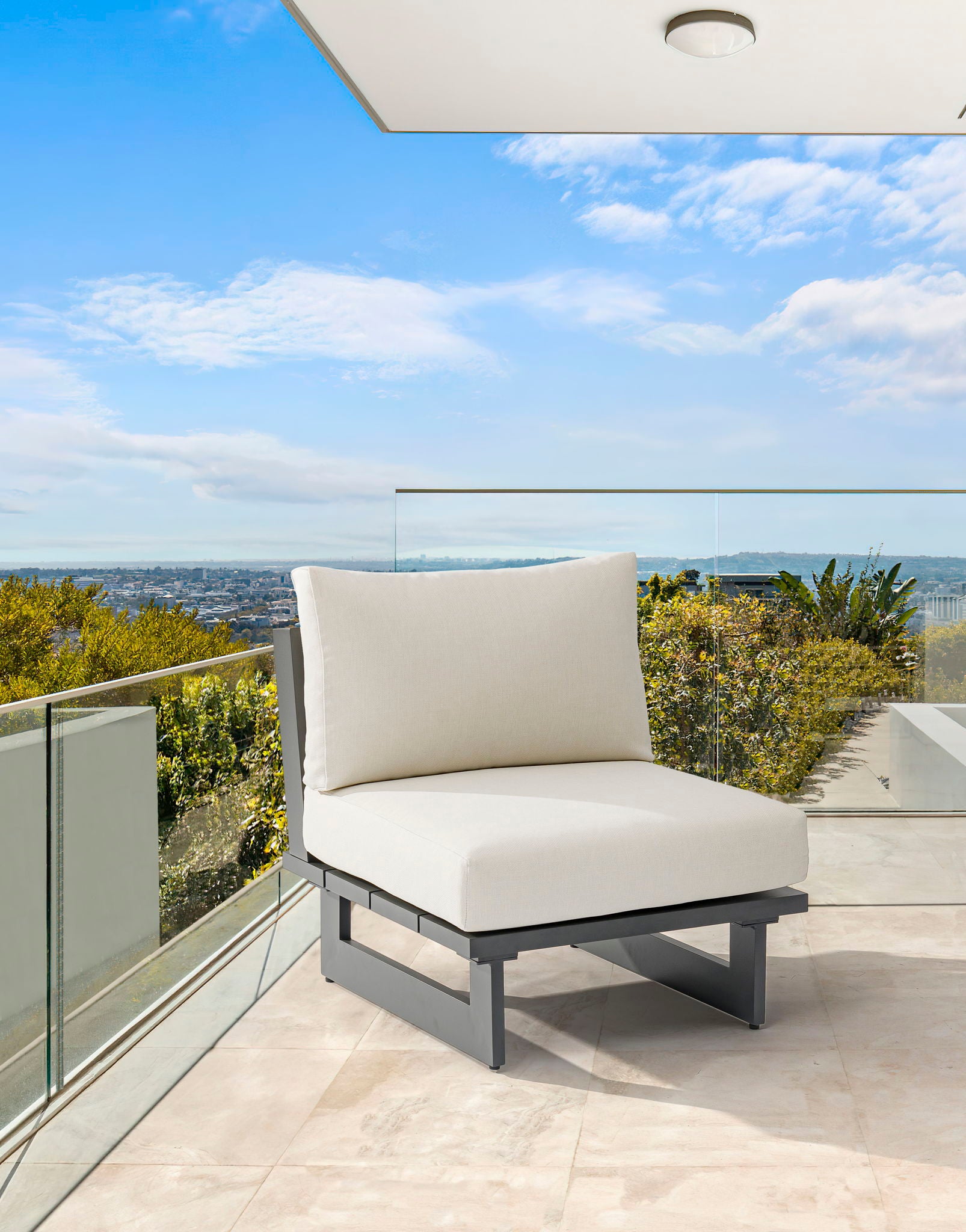 Maldives - Water Resistant Outdoor Patio Armless Chair With Gray Frame