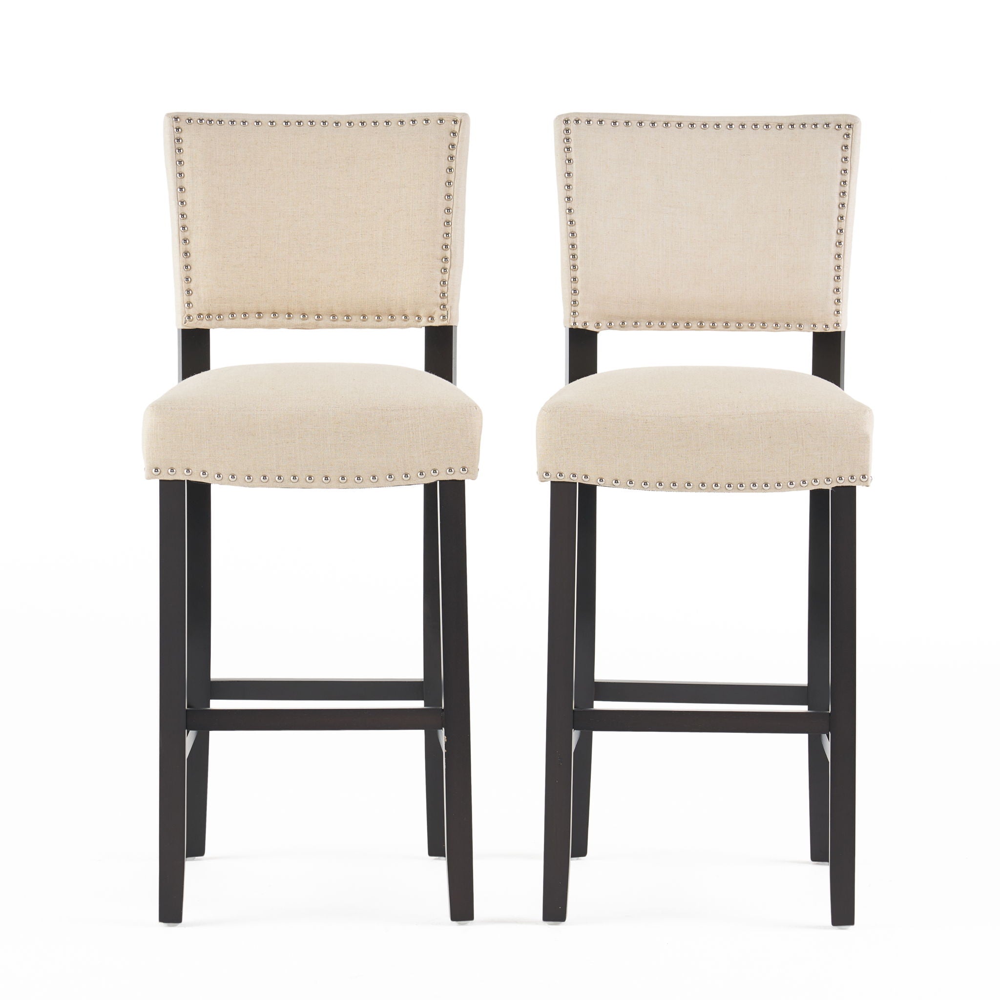 Barstools With Rivet Decoration (Set of 2), Wood Frame, Bar Chairs For Kitchen Island - Beige - Best Buy Furniture