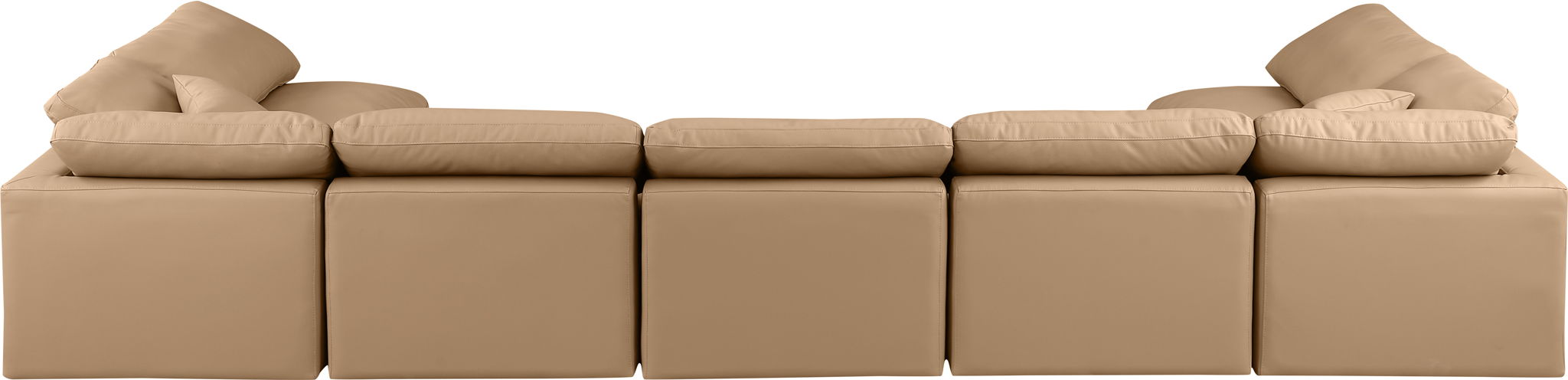Indulge - Faux Leather 7 Piece Modular U-Shaped Sectional - Tan