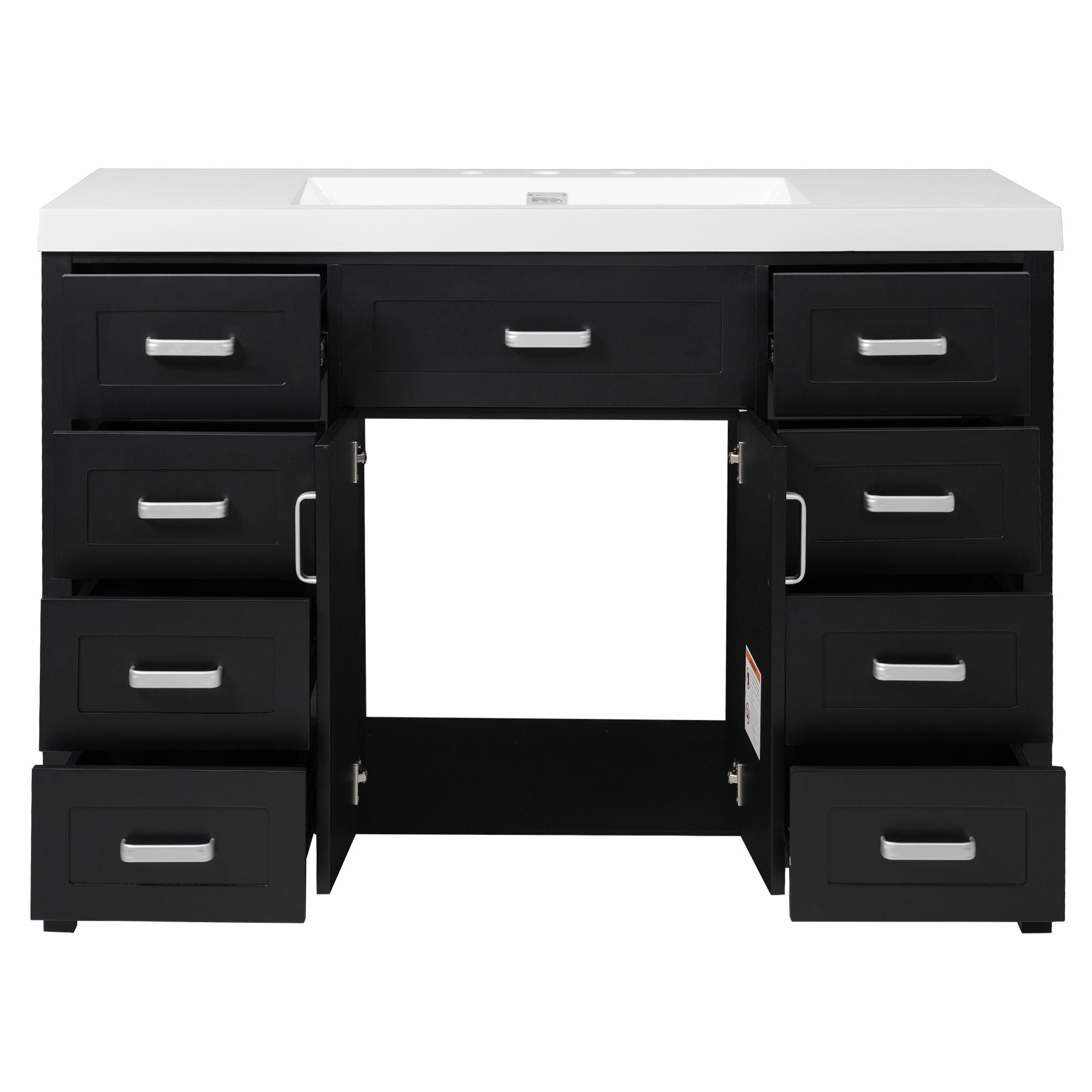 Bathroom Vanity With Sink, 2 Doors 8 Drawers, Soft Close System, Classic Design