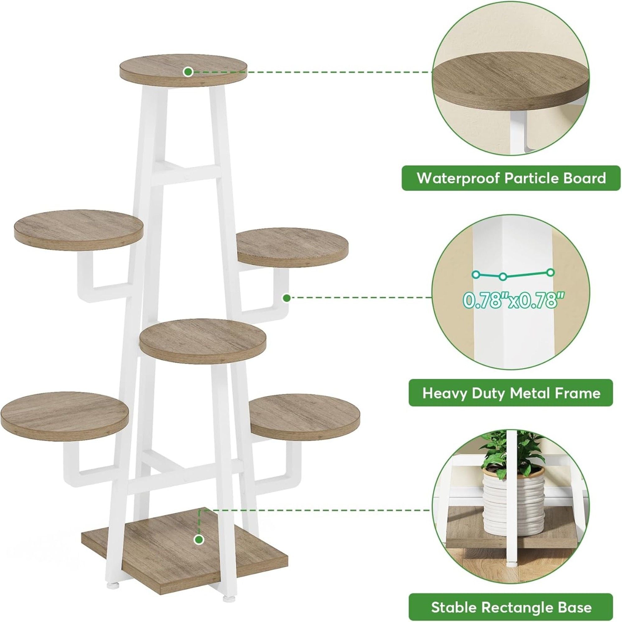 7 Tier Corner Plant Shelf With High Low Design For Living Room