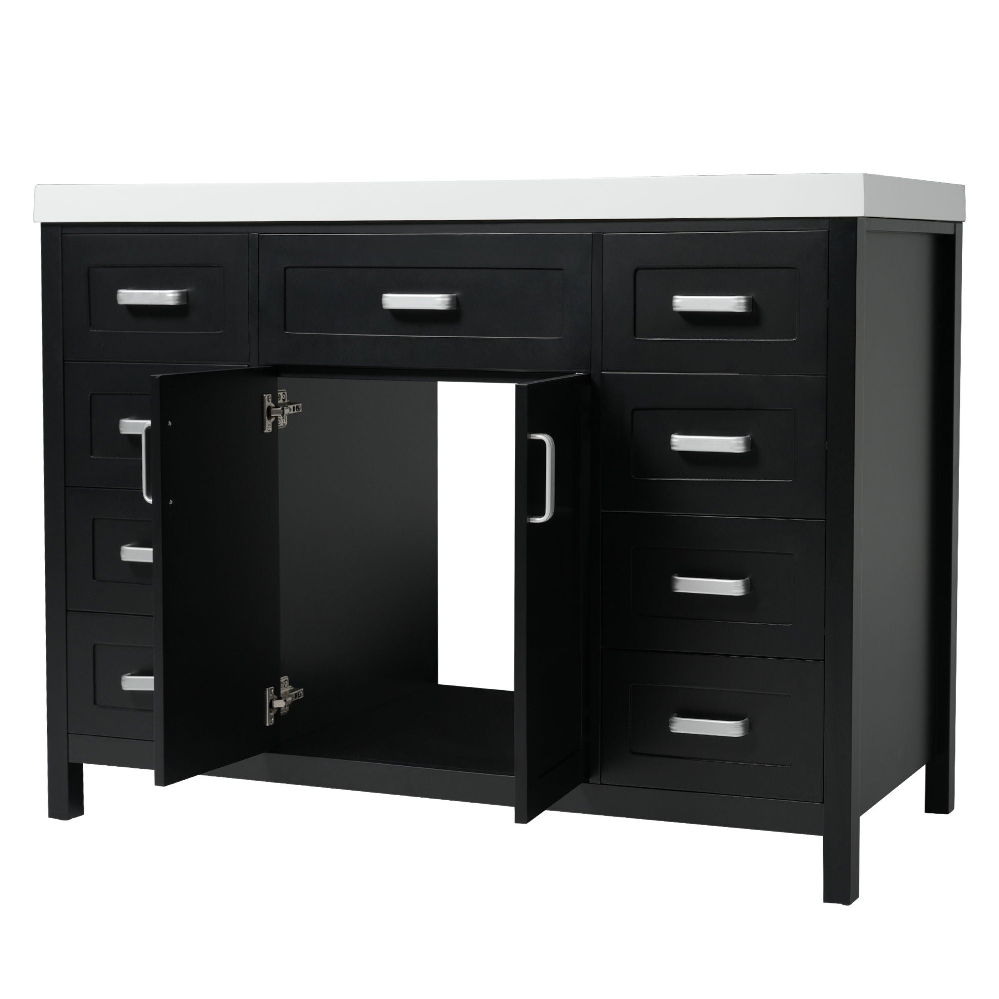 Bathroom Vanity With Sink, 2 Doors 8 Drawers, Soft Close System, Classic Design