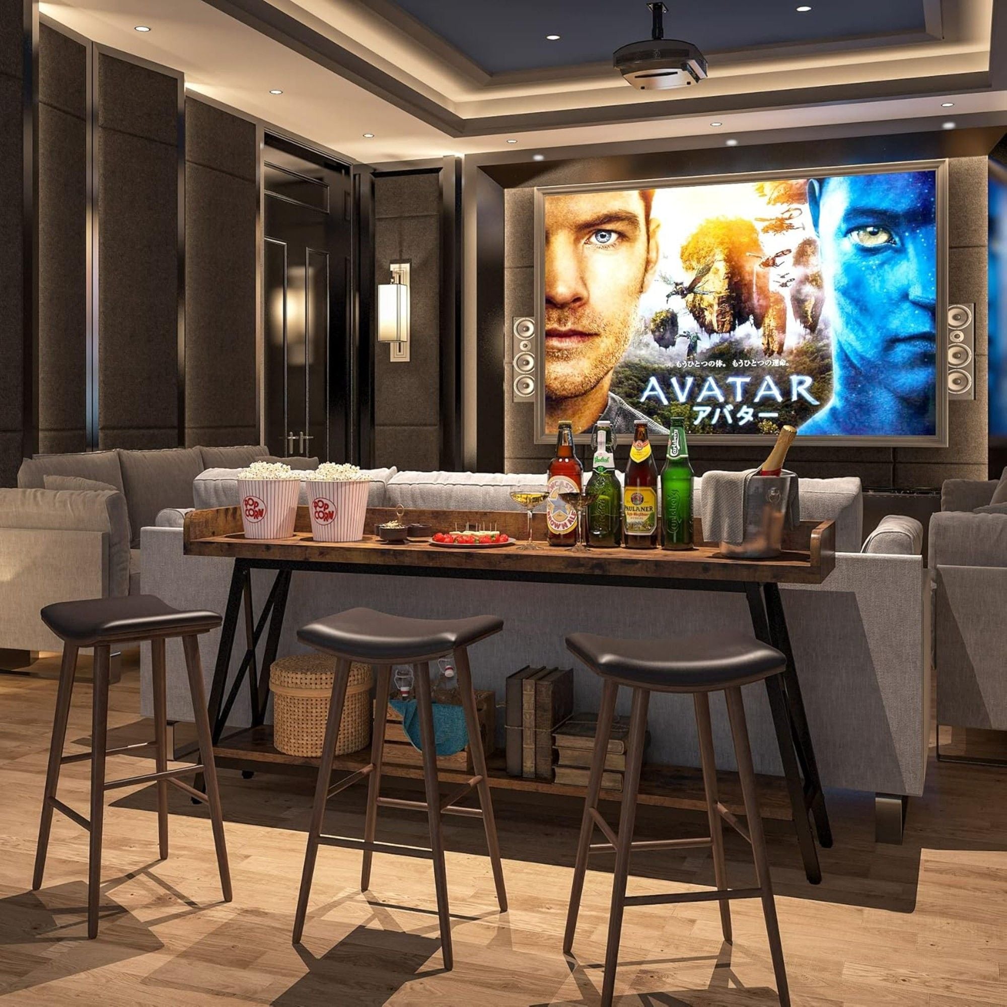 Extra Long Console Table For Living Room - Rustic Brown