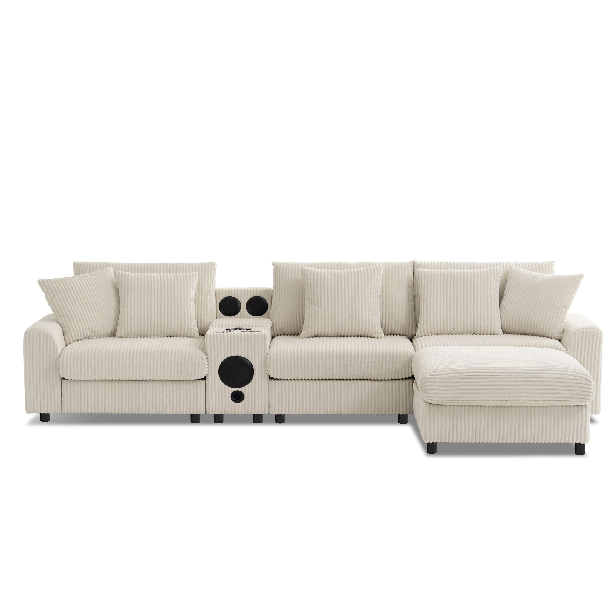 Sectional With Bluetooth Speakers L Shaped Couch With Console USB Charger, Cup Holders Storage Ottoman Deep And Wide Seat Cloud Sofa - Best Buy Furniture