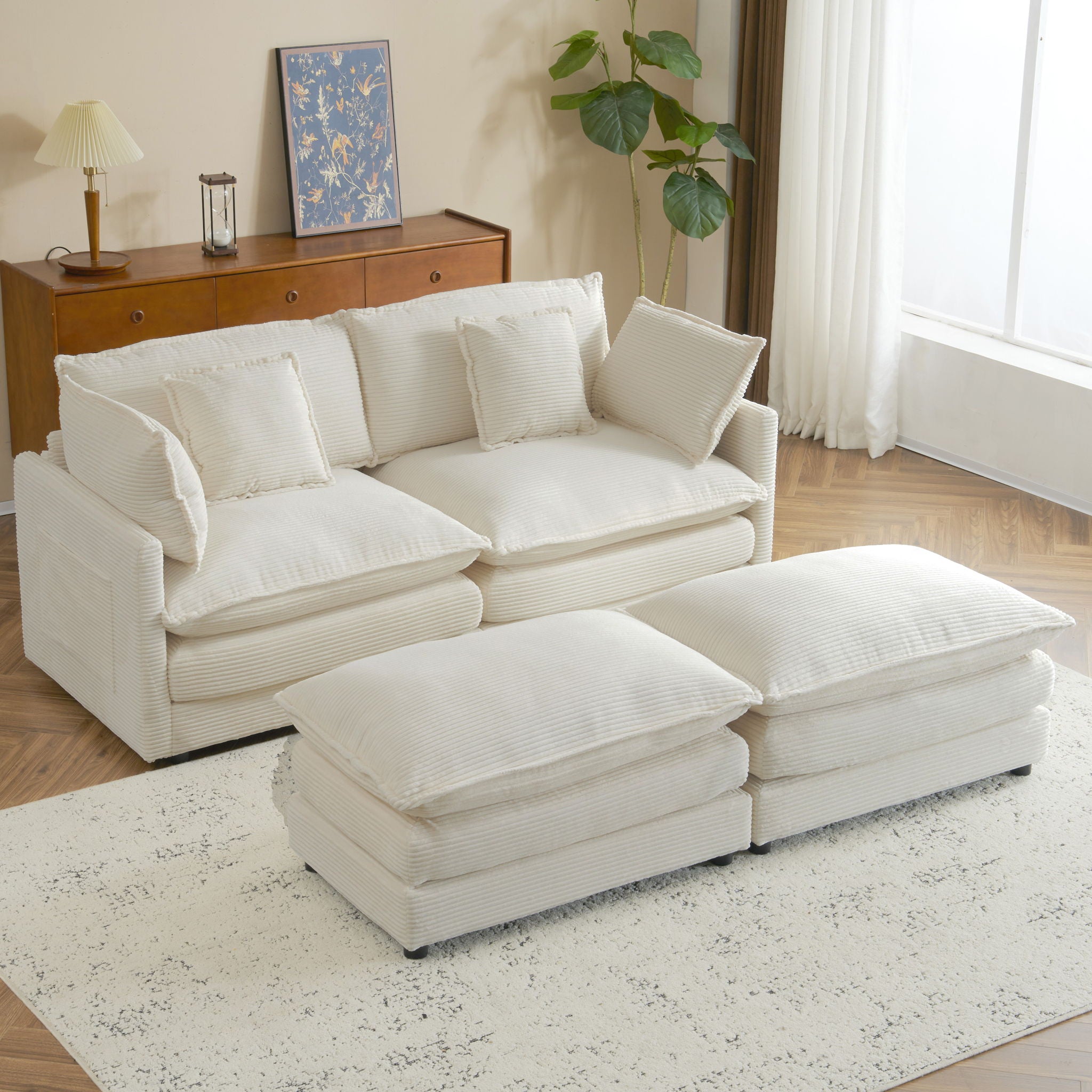 Modern Modular Sectional Sofa With Side Storage Pockets For Living Room