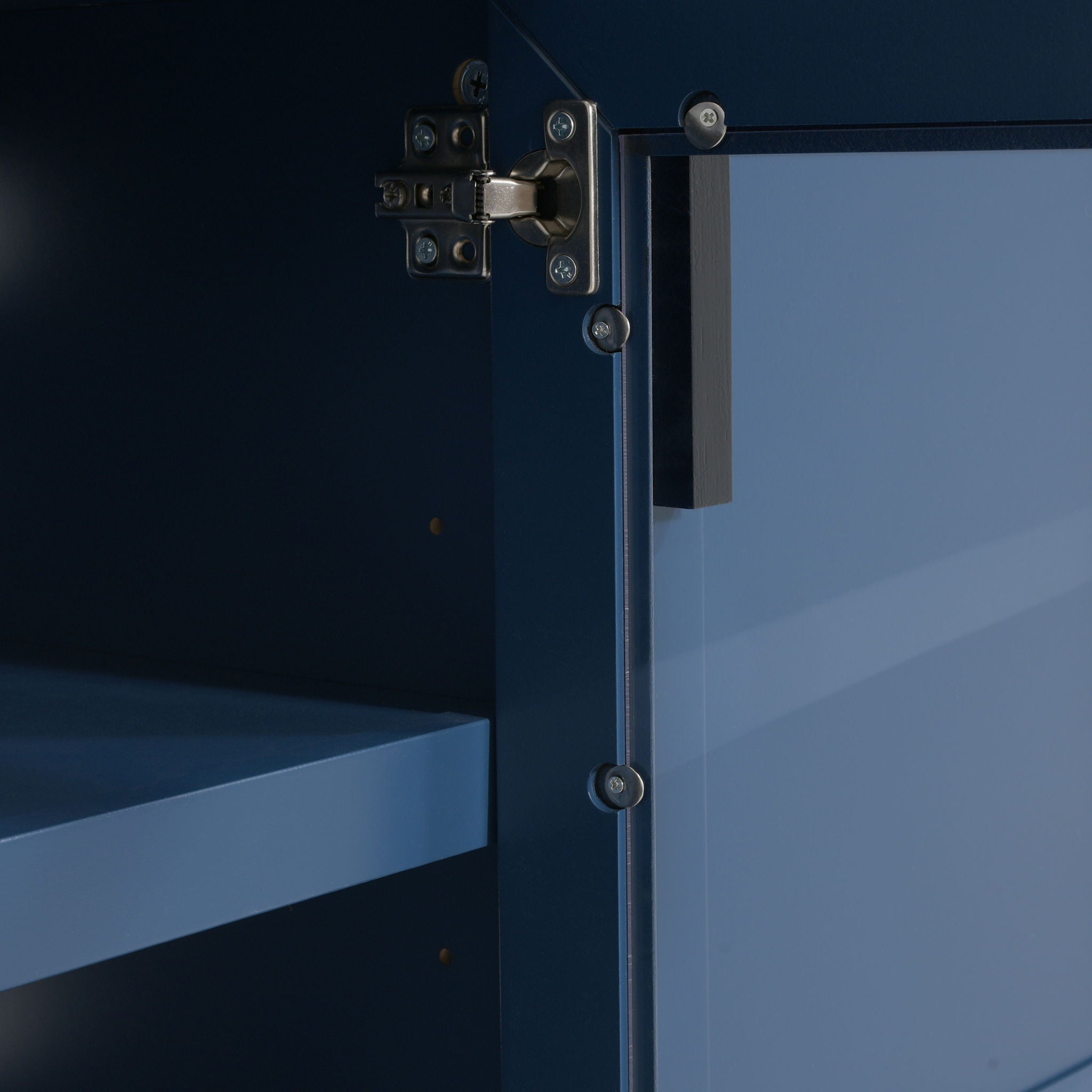 TV Console Stand, Glass Doors & Storage Drawers, Adjustable Shelves