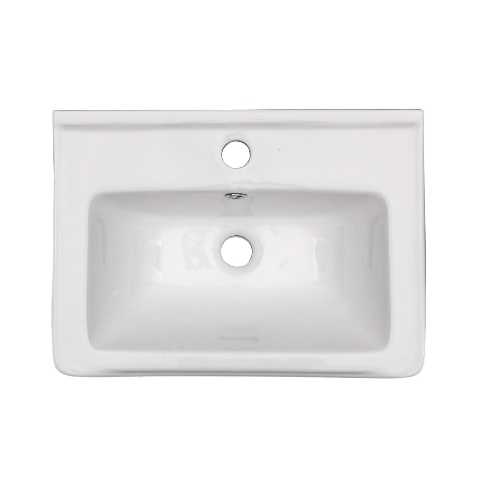 Wall Mounted Rectangular Bathroom Sink With 304 Stainless Steel Towel Bar & Overflow - White