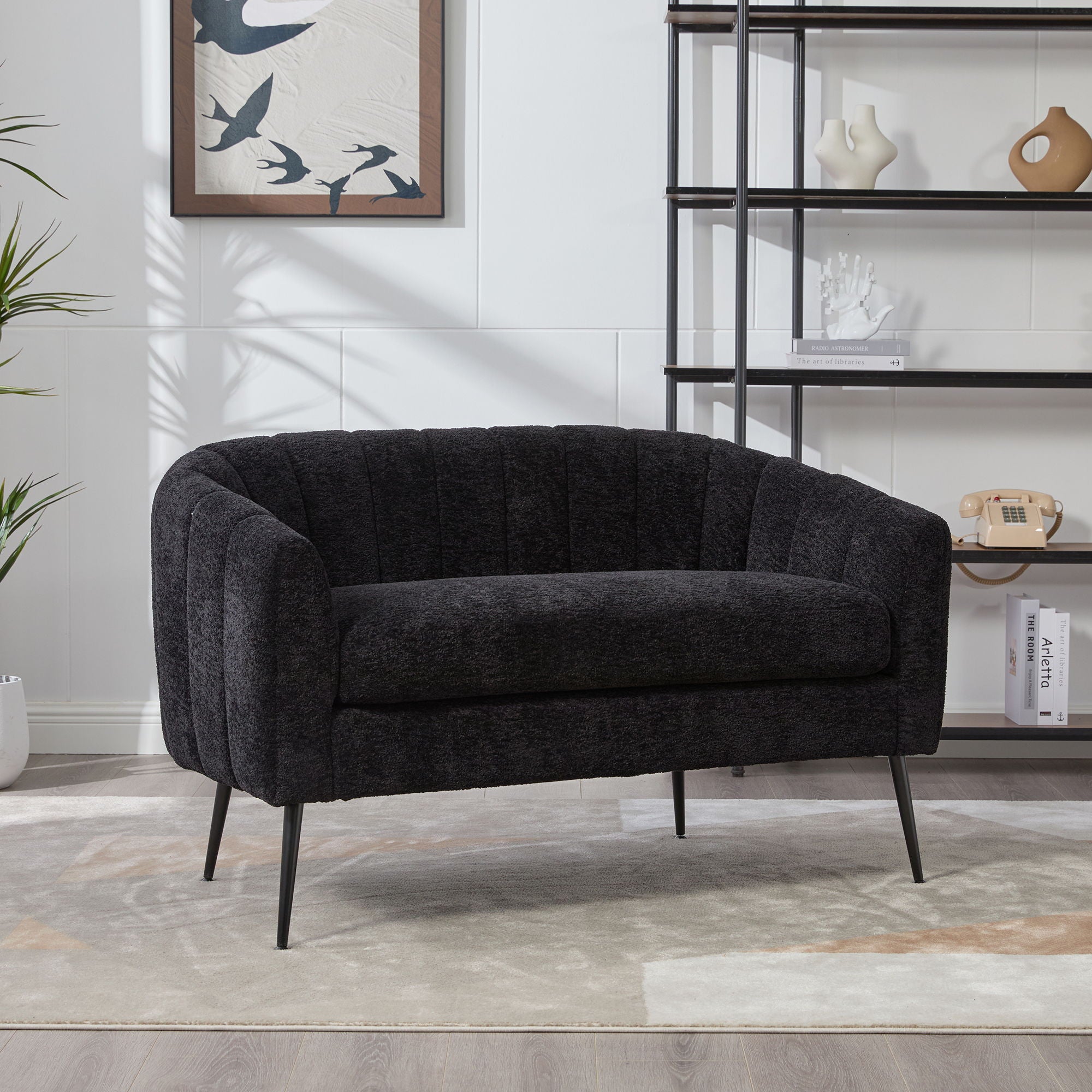 3 Piece Living Room Furniture Set Sofa & Armchairs - Black