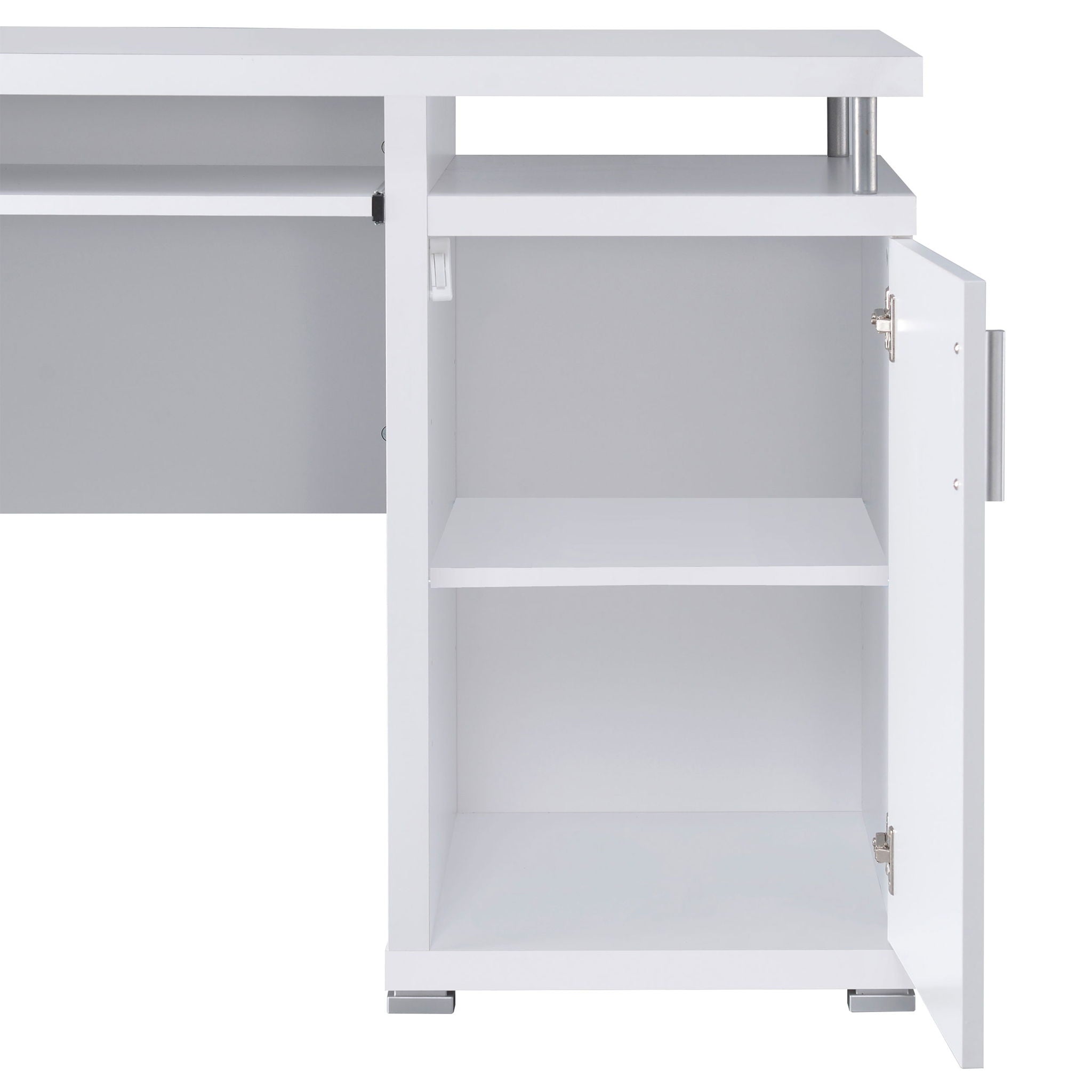 Modern Office Computer Desk With 2 Drawers, Adjustable Shelf, Slide Out Keyboard Tray