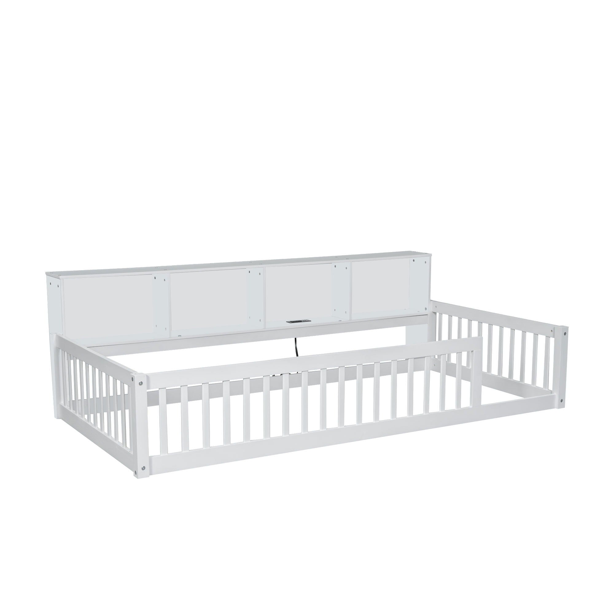 Floor Bed With Storage Cabinets And USB Ports