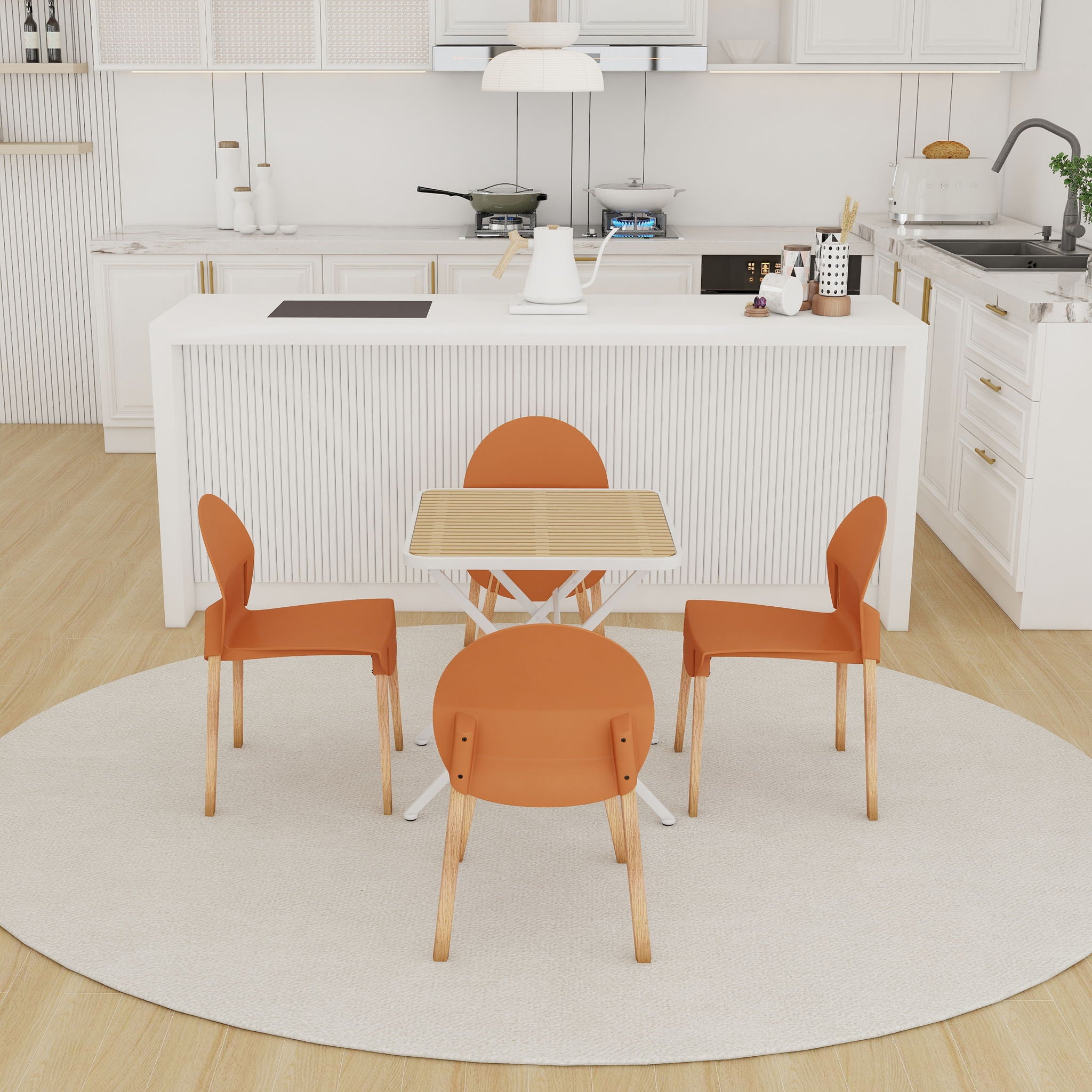 4 Piece Set Of Single Chairs With A Folding Square Table