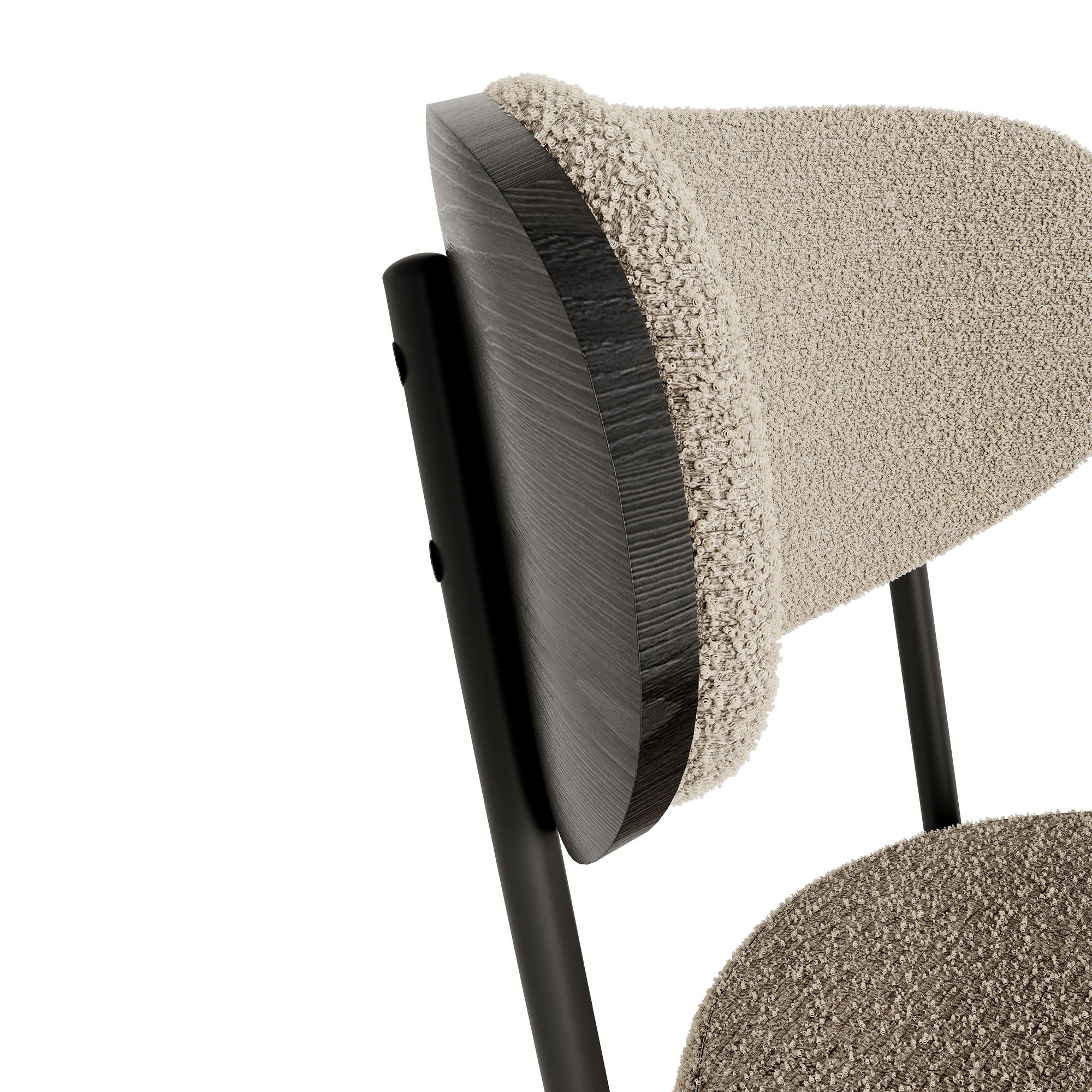 Boucle Modern Kitchen Dining Chair With Bentwood Back (Set of 2)