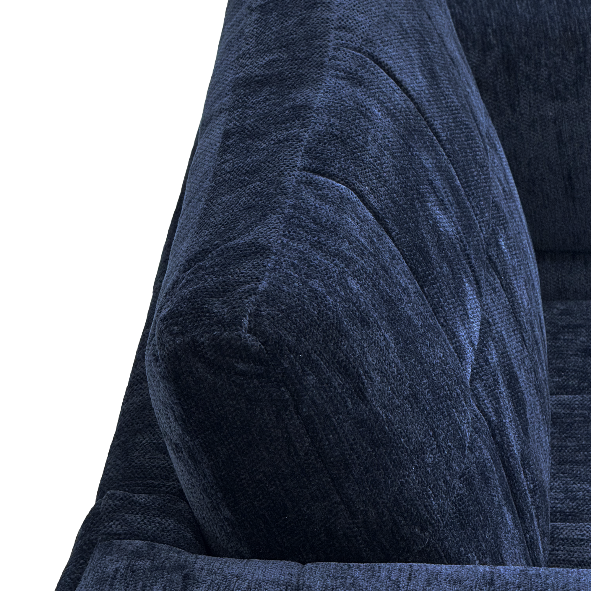 Retro Blue Chenille Upholstered 3-Seater Couch with Stainless-Steel Legs