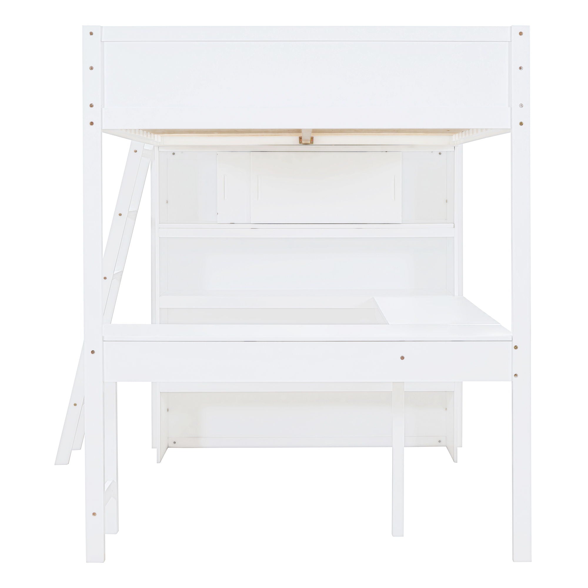 Modern Loft Bed With Desk And Shelves