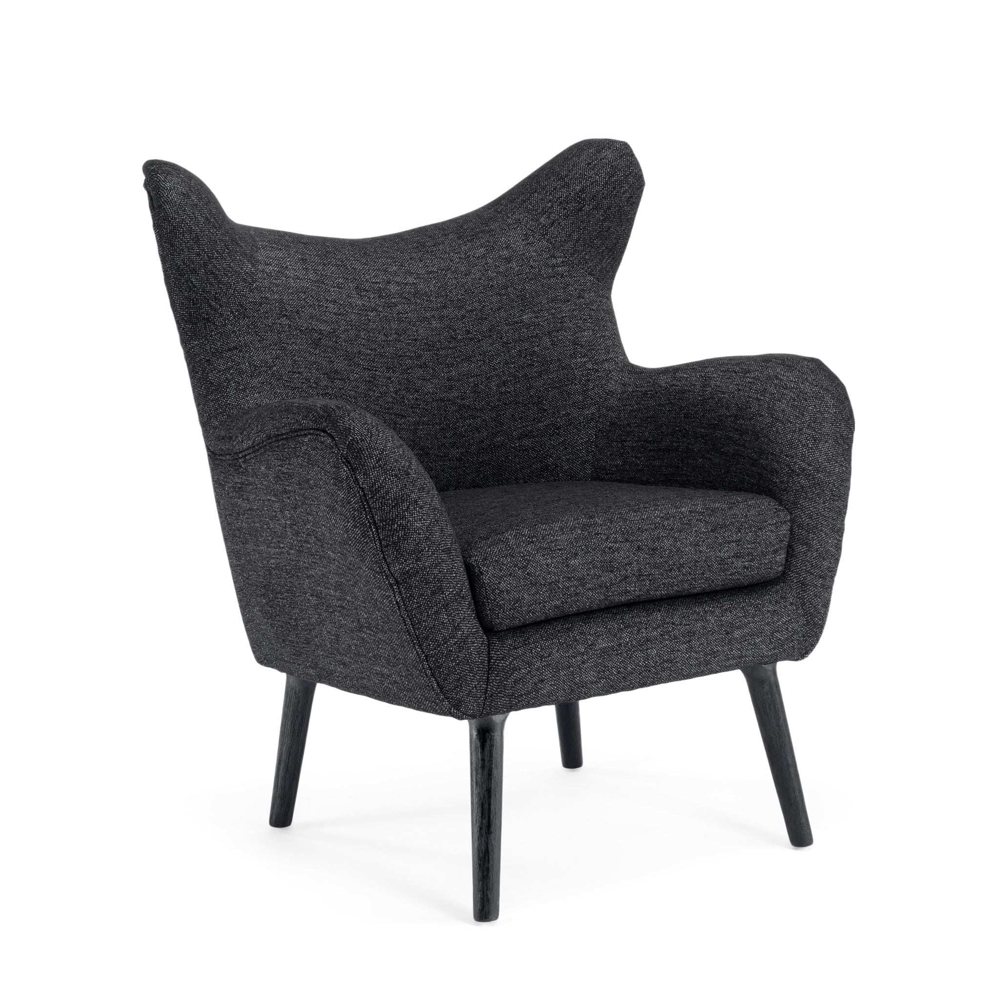 Mid - Century Modern Arm Chair With Wingback Design Wood Legs