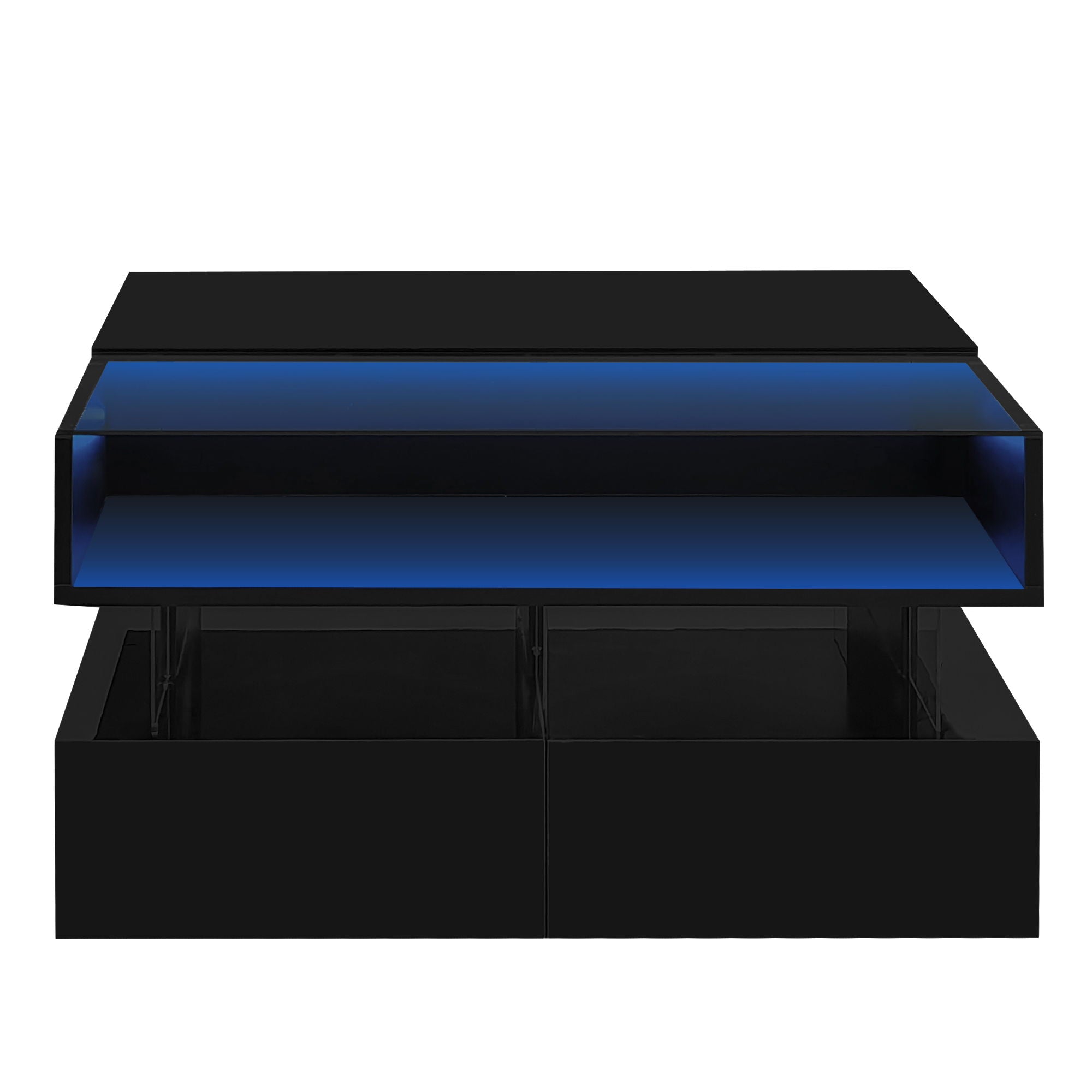 Lift Top Coffee Table With 2 Drawers, Hidden Space And LED Lights For Living Room