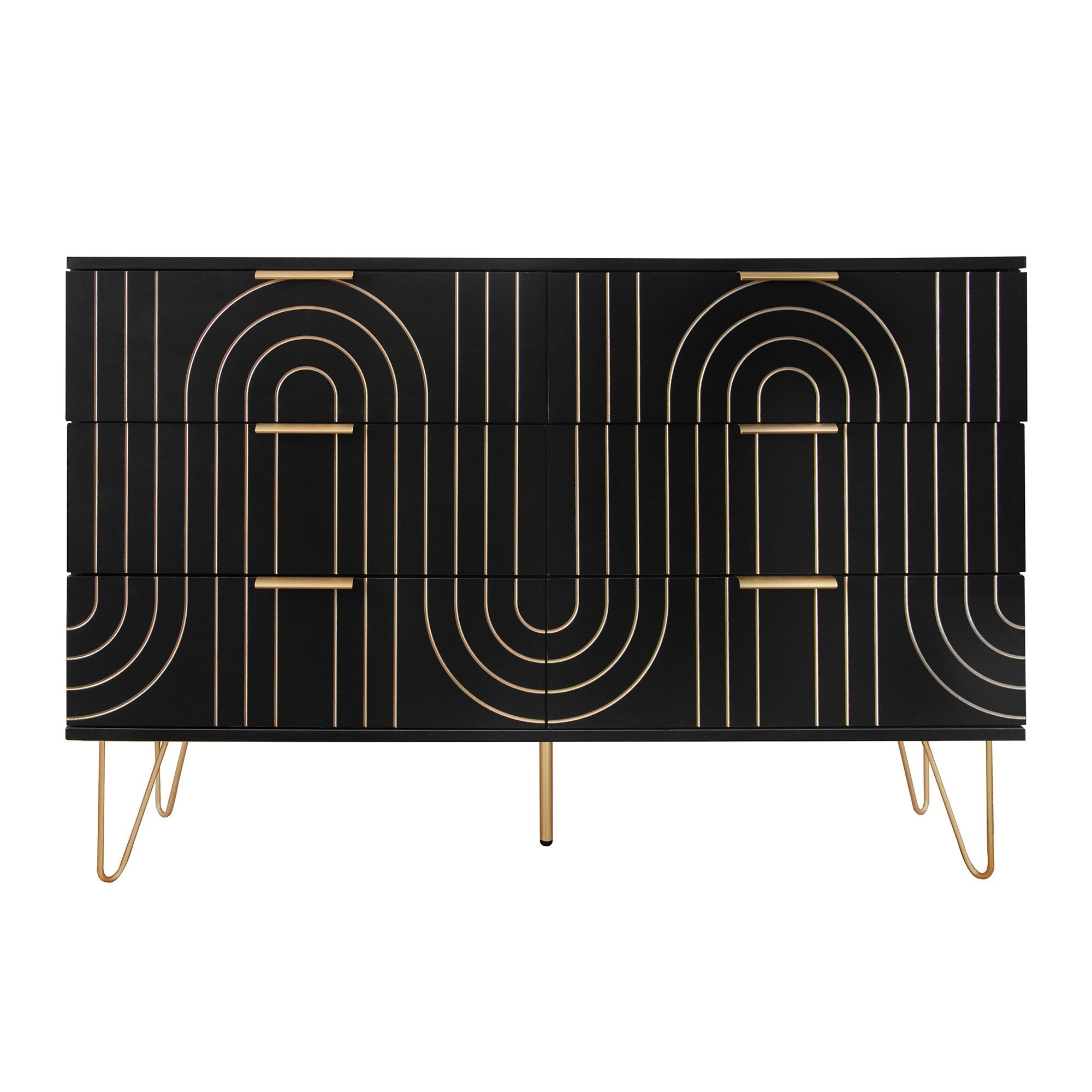 Modern 6-Drawer Dresser, Modern Dresser with Metal Handles