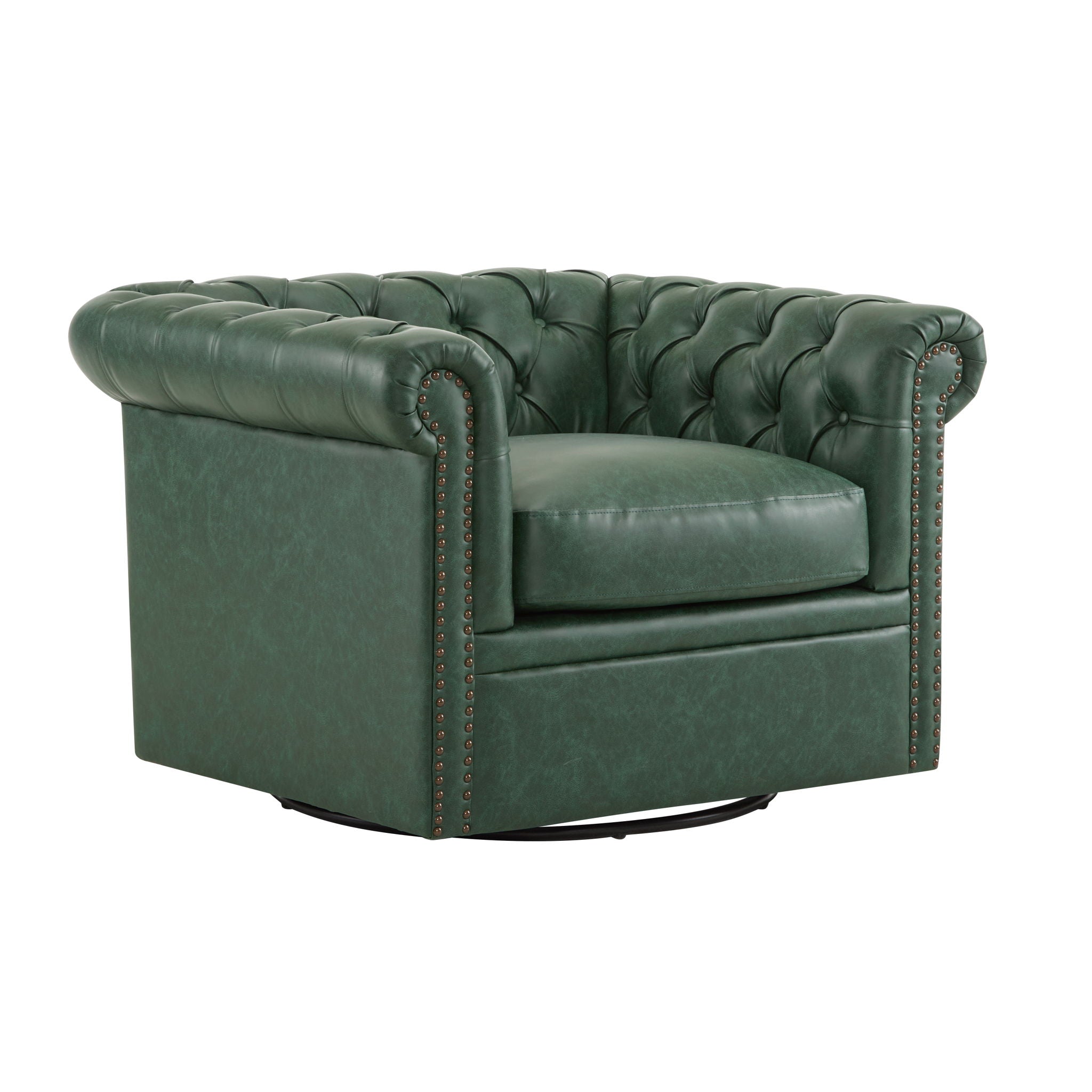Chesterfield Style Swivel Club Chair With Button Tufted