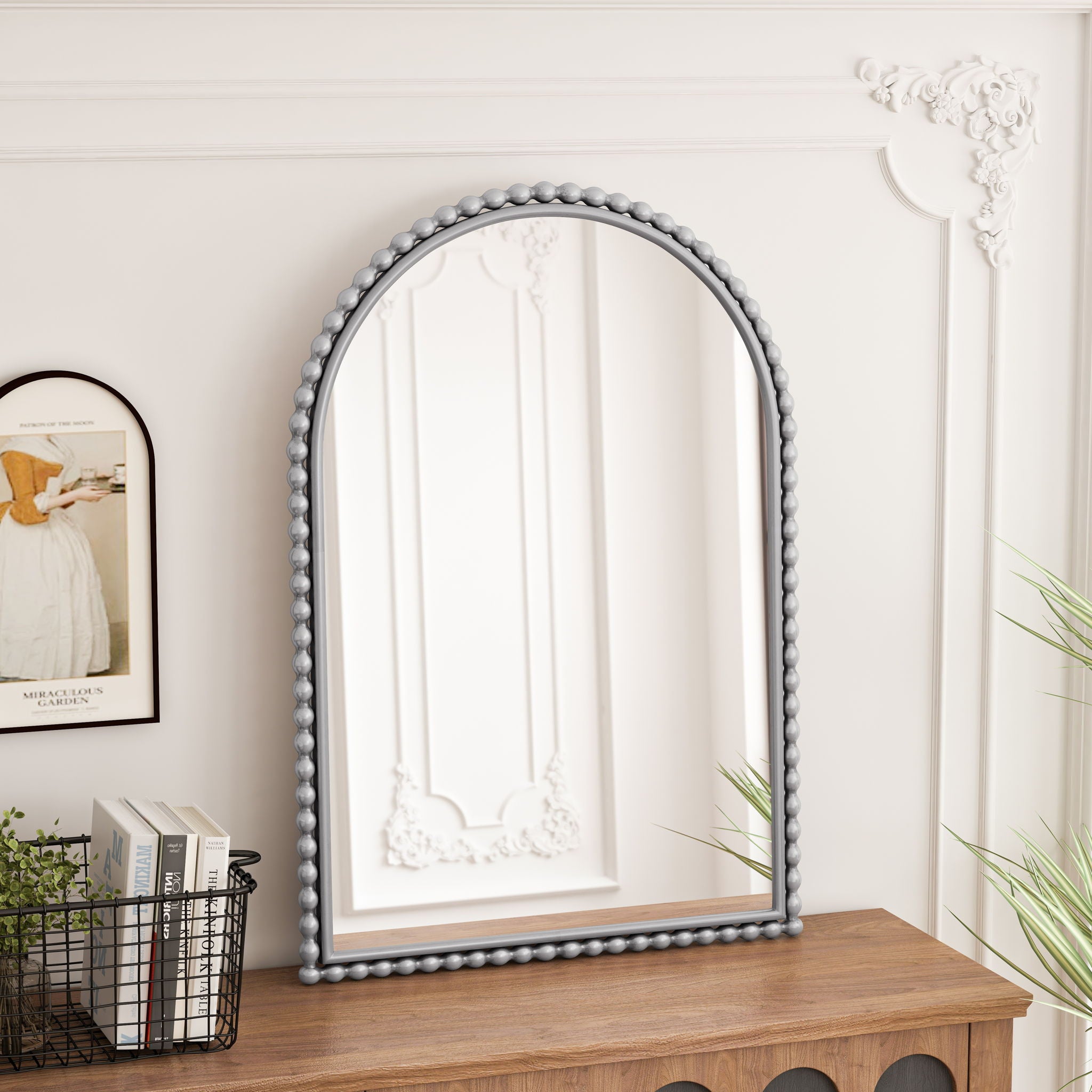 Vintage Iron Art Arch Mirror, Wall Hanging Or Table Display