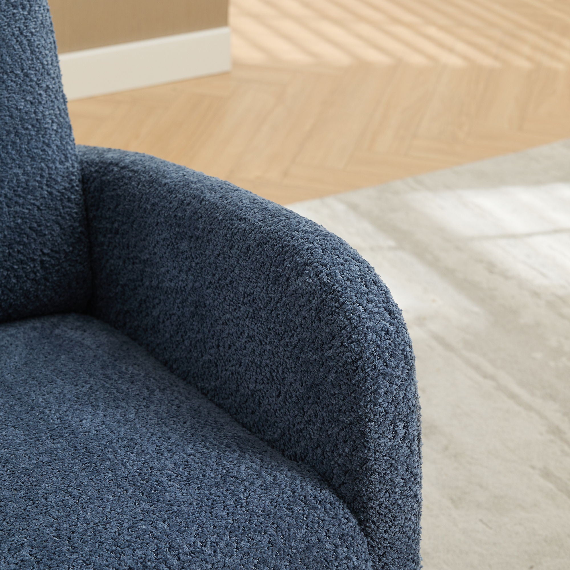Rocking High Back Glider Chair With Retractable Footrest, Side Pocket