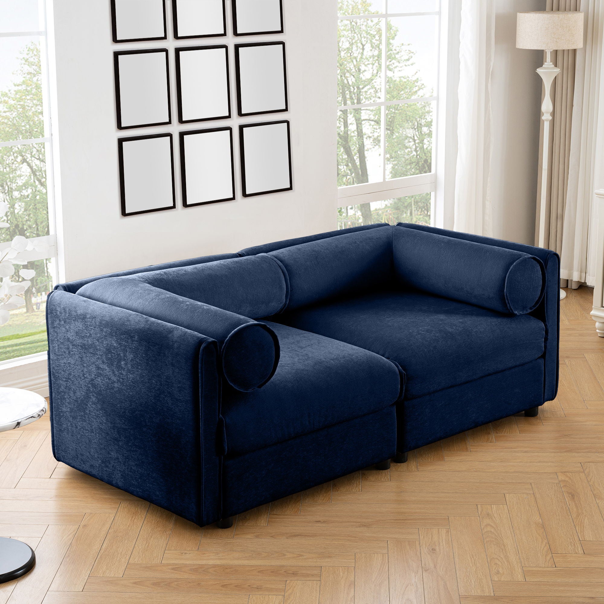 Stylish Chenille Sofa With Storage Seat And Cylindrical Backrest - Best Buy Furniture
