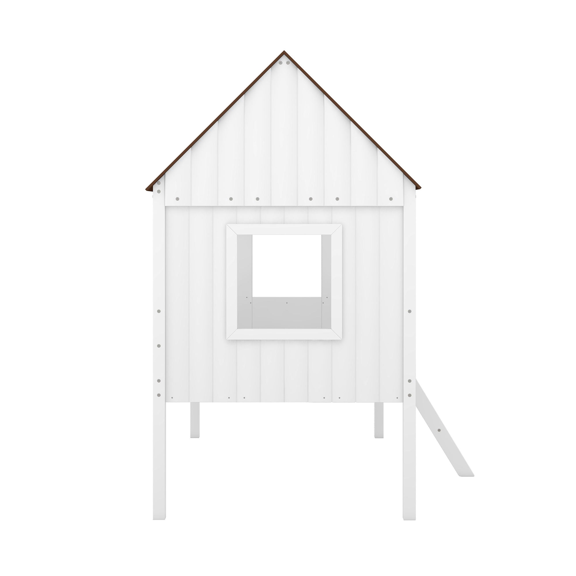 Low Loft Wooden House Bed With Two Side Windows